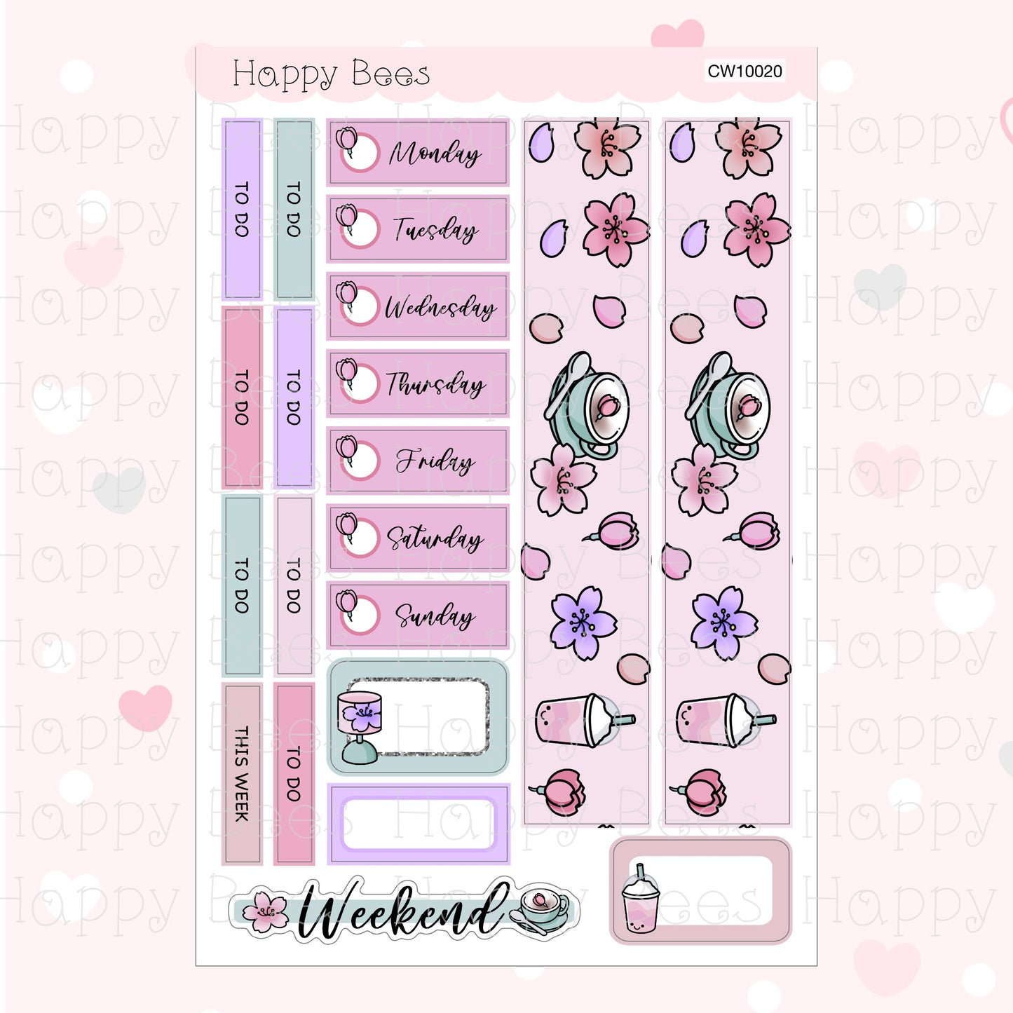 Cherry Blossom - Hobonichi Cousin Weekly Planner Sticker Kit CW10020