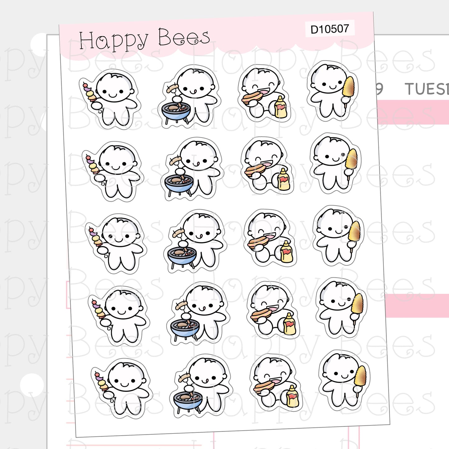 Barbecue Doodles - Cute Summer Planner Stickers D10507
