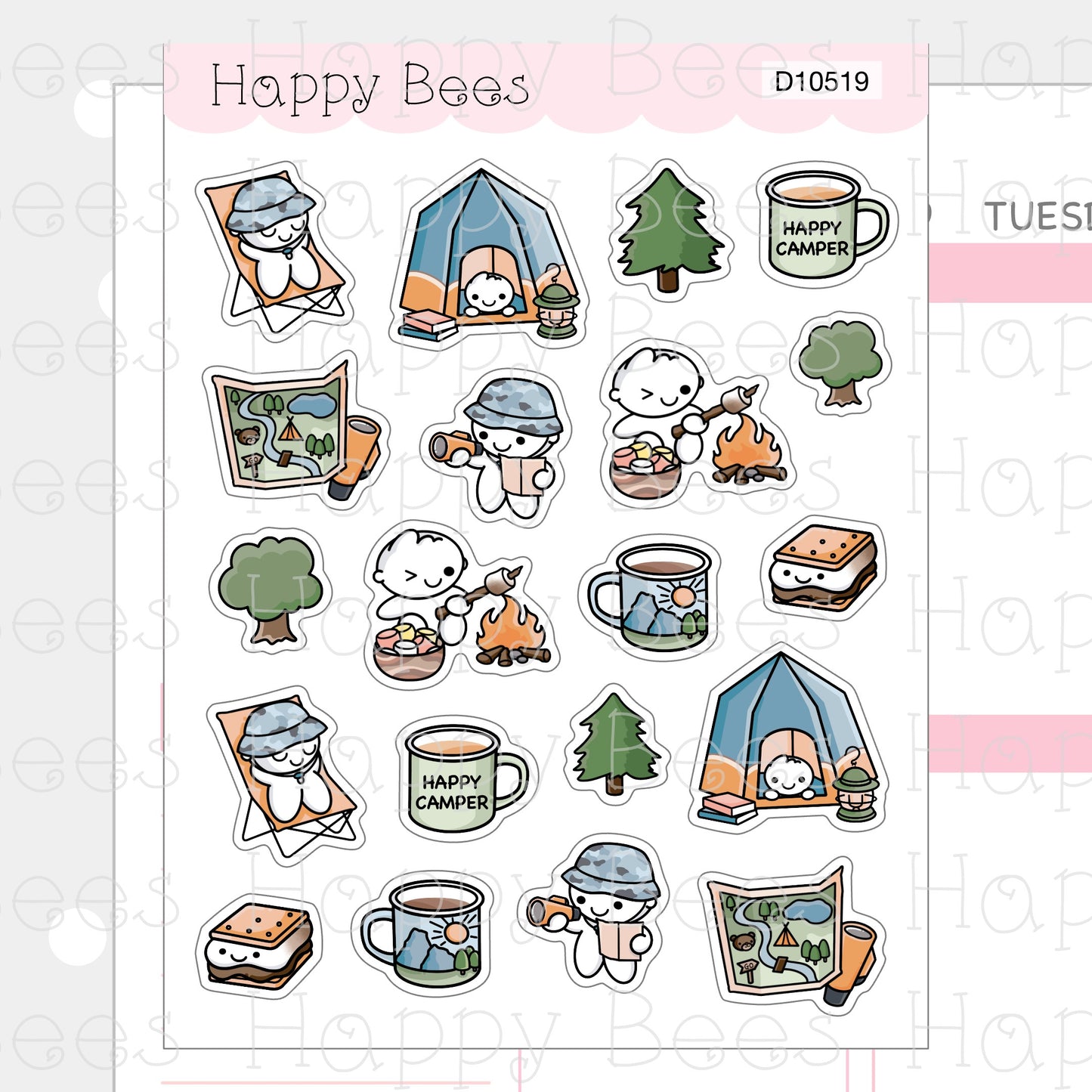 Forest Adventure Deco Sheet - Cute Doodles Journal Planner Stickers D10519