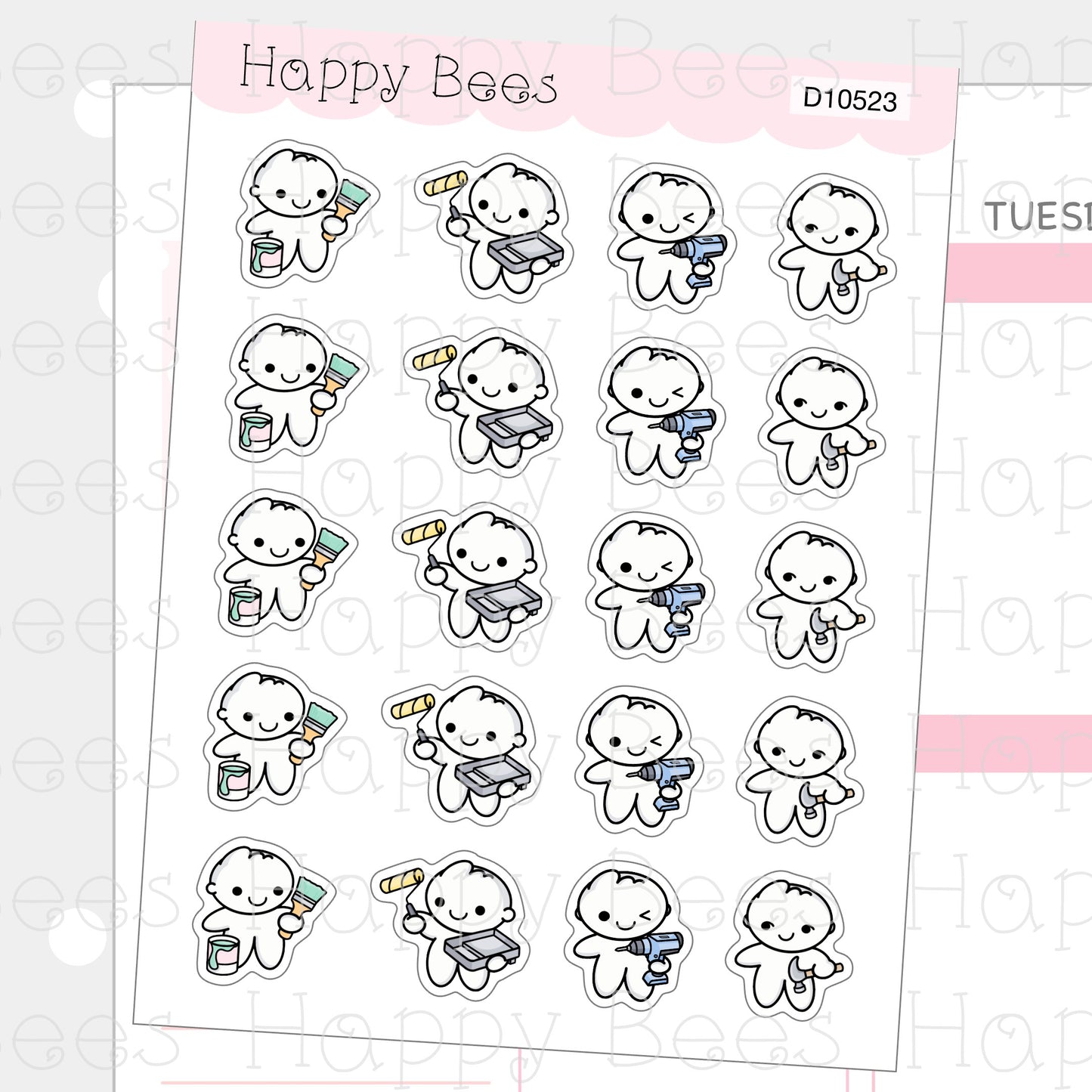 Painting & Decorating Doodles - Cute Home Repair Planner Stickers D10523