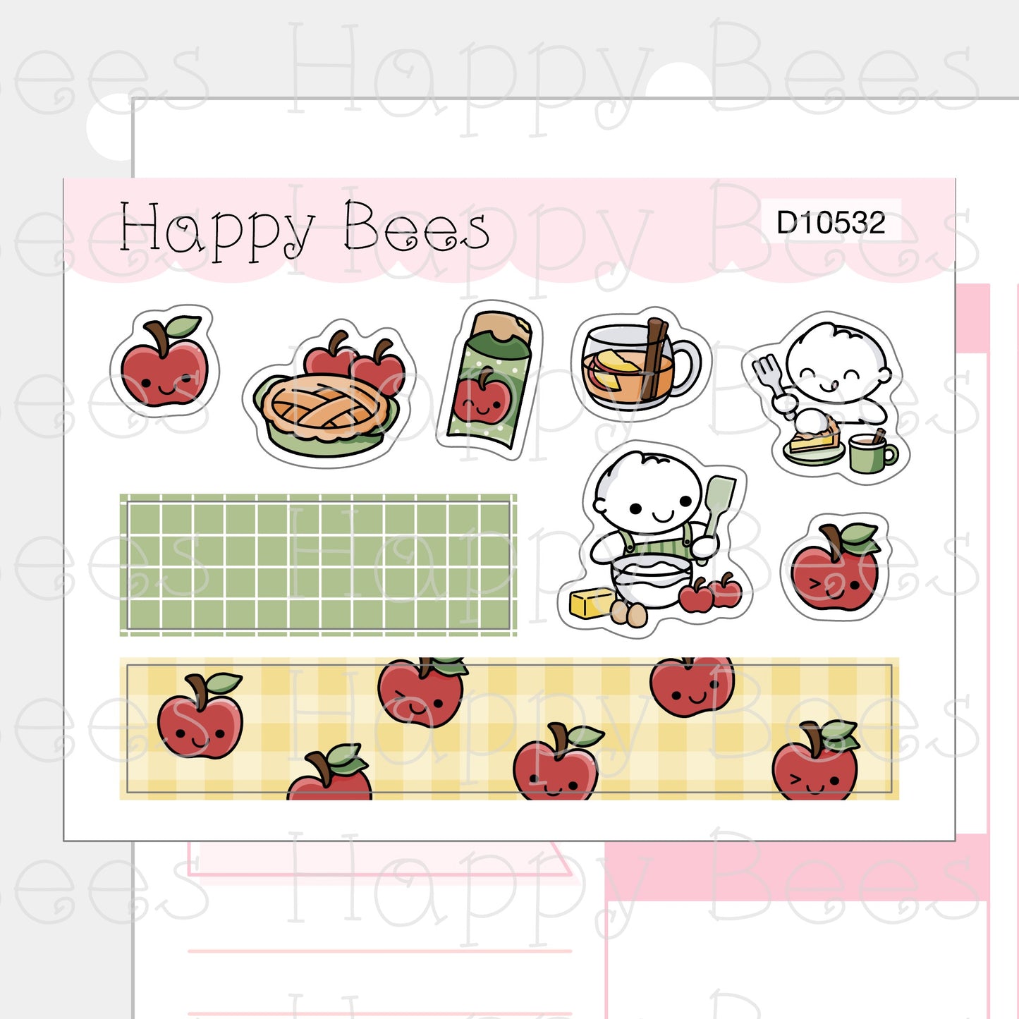 Apple Deco Sheet - Cute Doodles Autumn Planner Stickers D10532