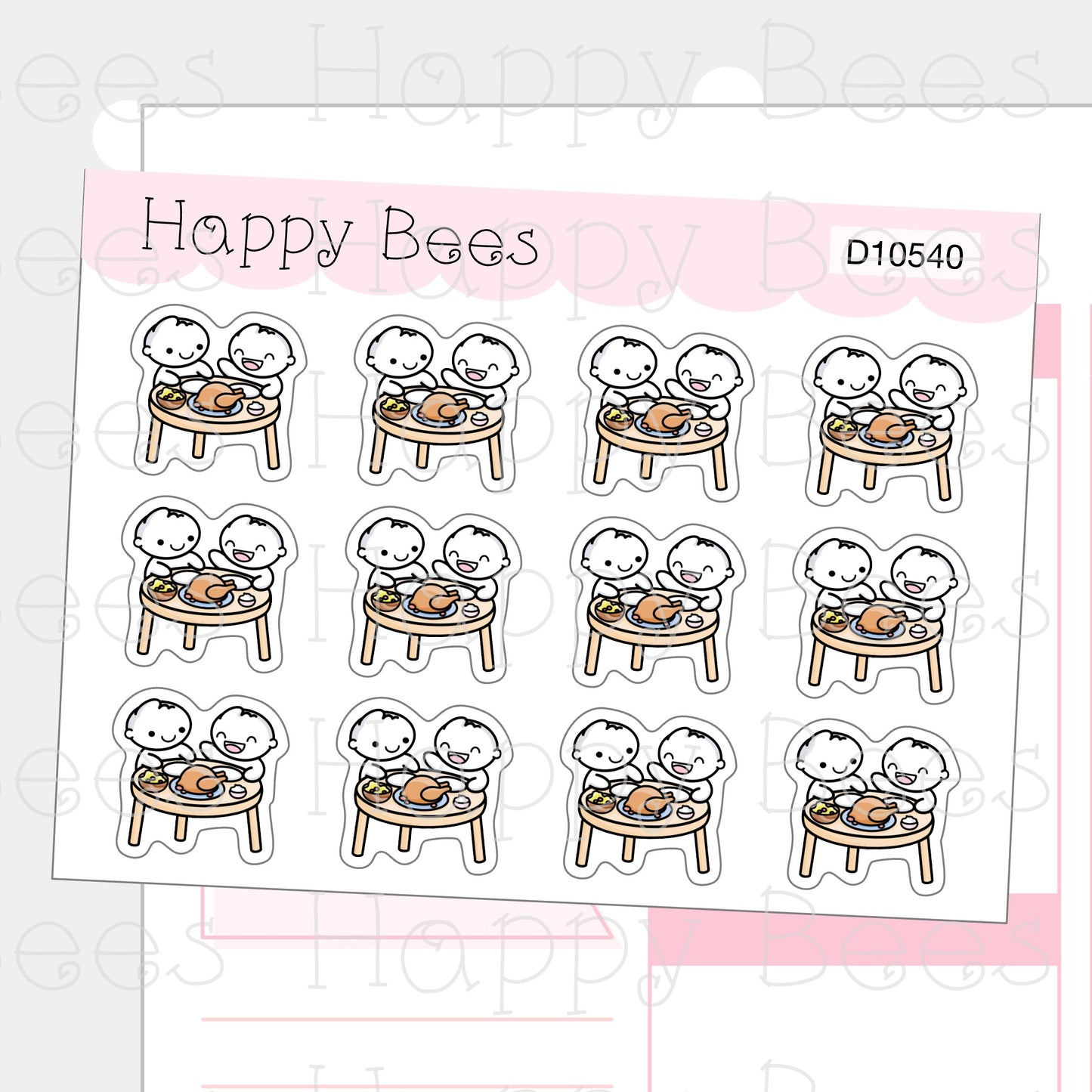 Dinner with Friend Doodles - Cute Food Planner Stickers D10540