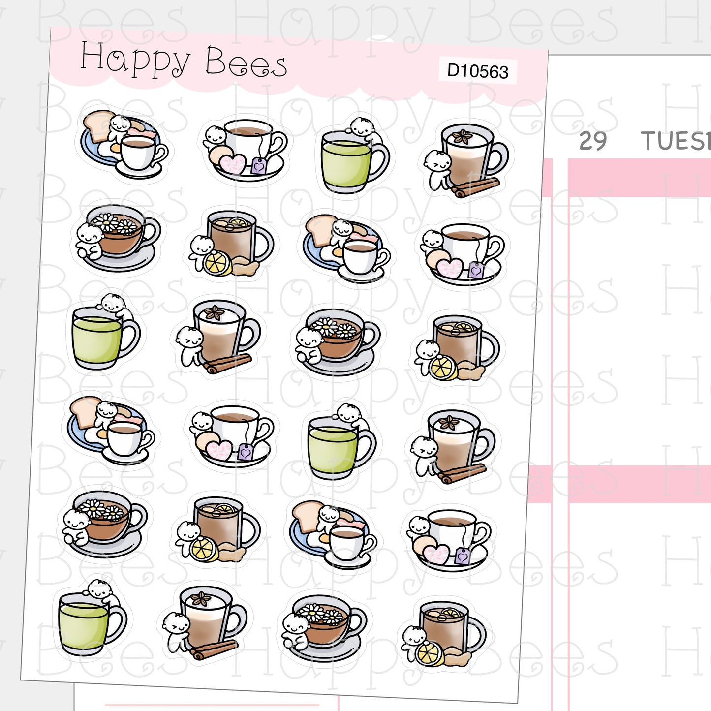 Tea Doodles - Cute Drinks Journal Planner Stickers D10563