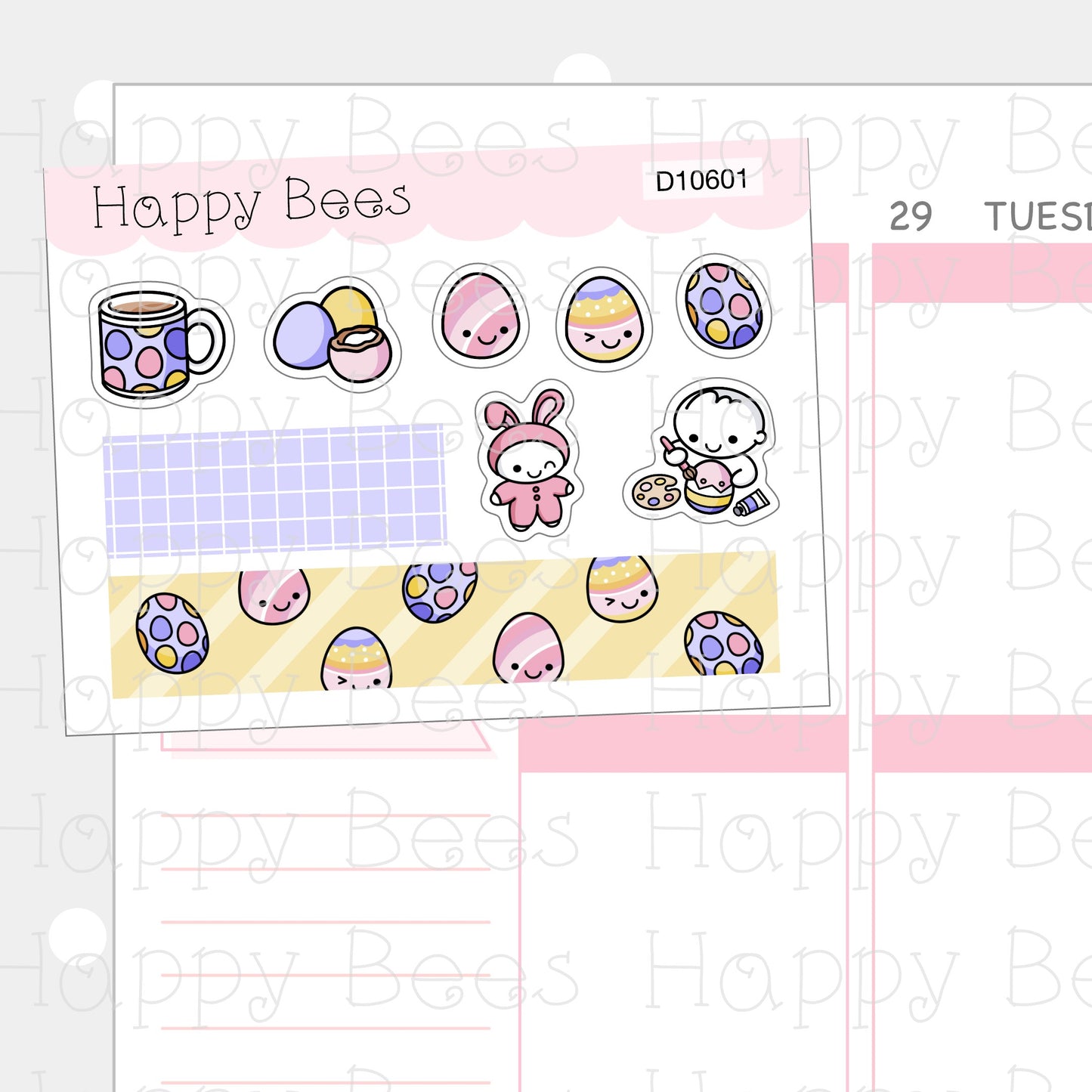 Easter Deco Sheet - Cute Doodles Planner Stickers D10601