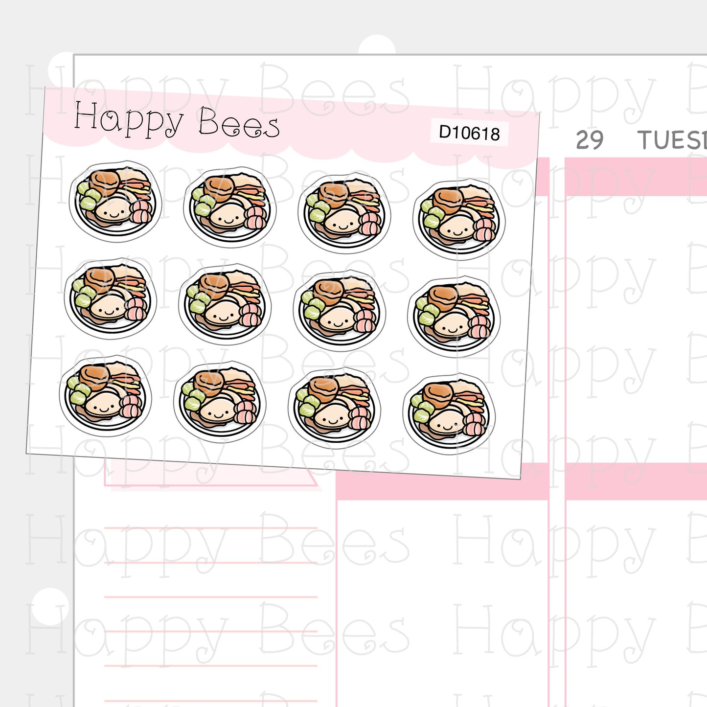 Christmas Dinner Doodles - Cute Food Journal Planner Stickers D10618