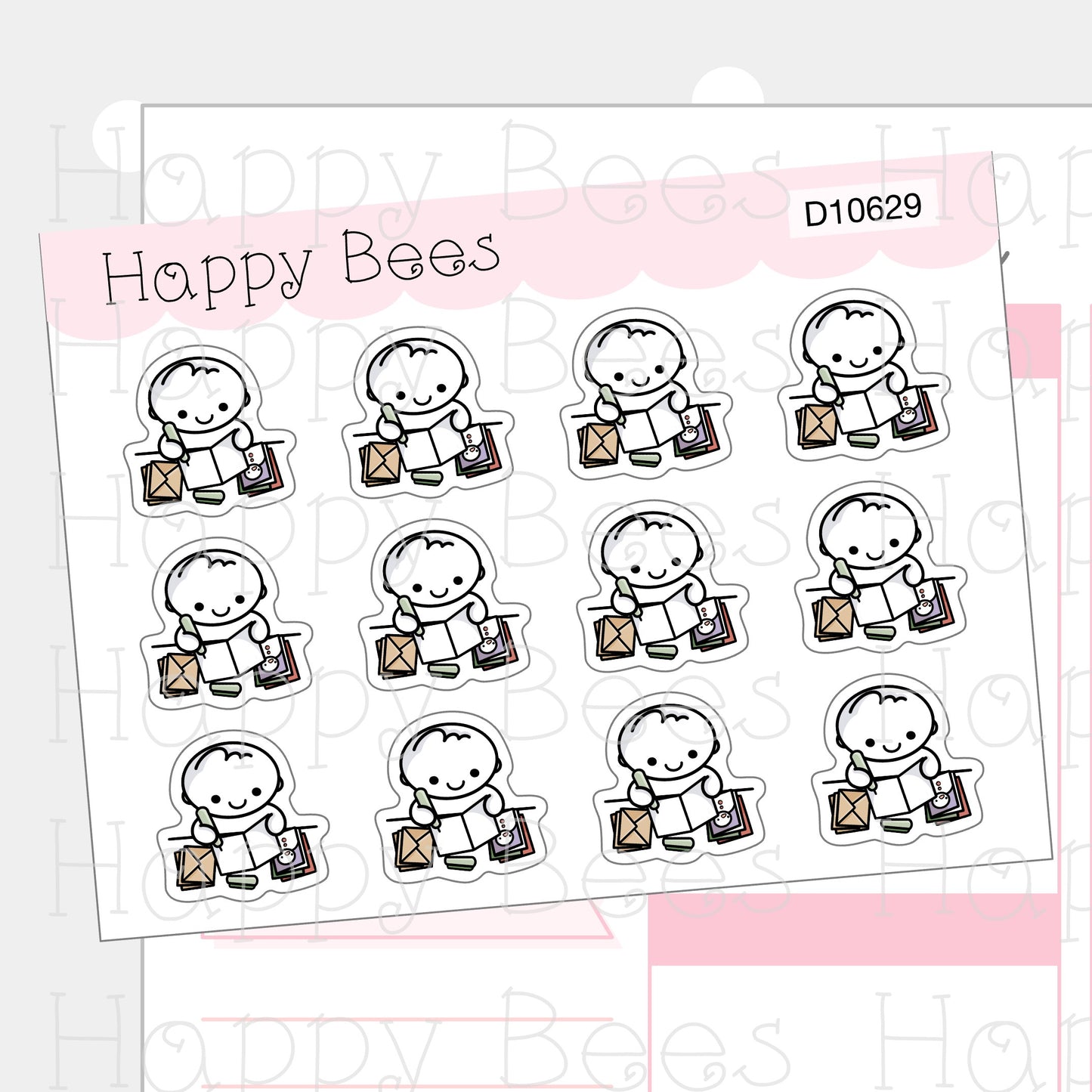 Christmas Card Writing Doodles - Cute Journal Planner Stickers D10629