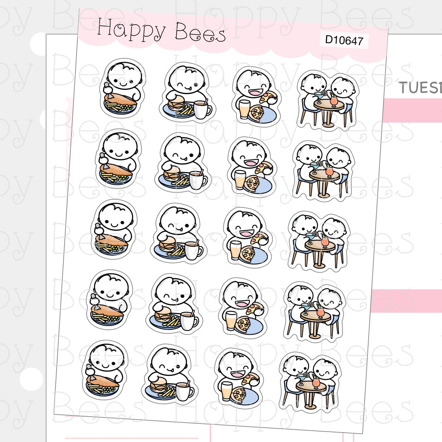 Pub Doodles - Cute Food Drinks Planner Stickers D10647