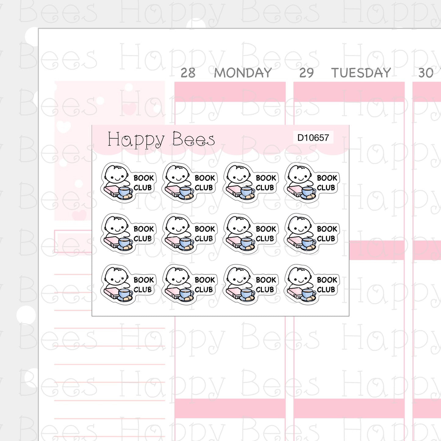 Book Club Doodles - Cute Reading Planner Stickers D10657
