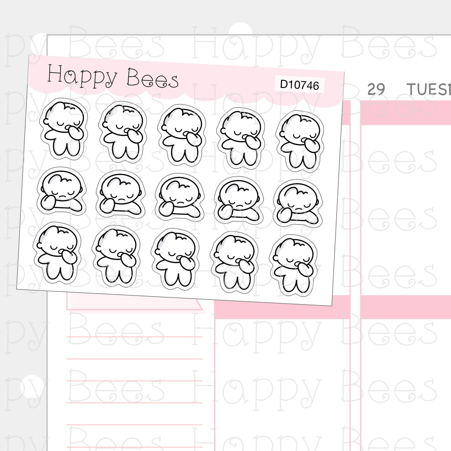 Indifferent Doodles - Cute Unconcerned Cold Mood Planner Stickers D10746