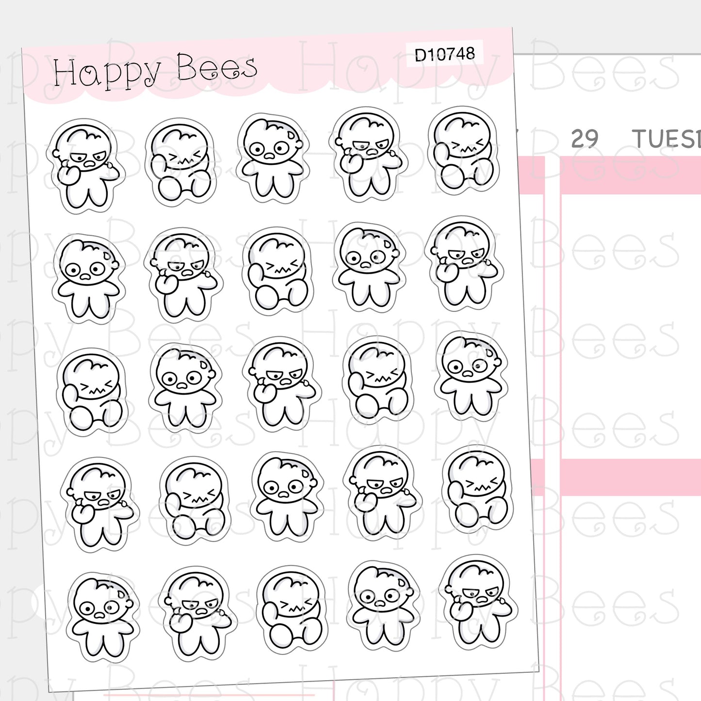 Devastated Doodles - Cute Ruin Mood Self Care Planner Stickers D10748