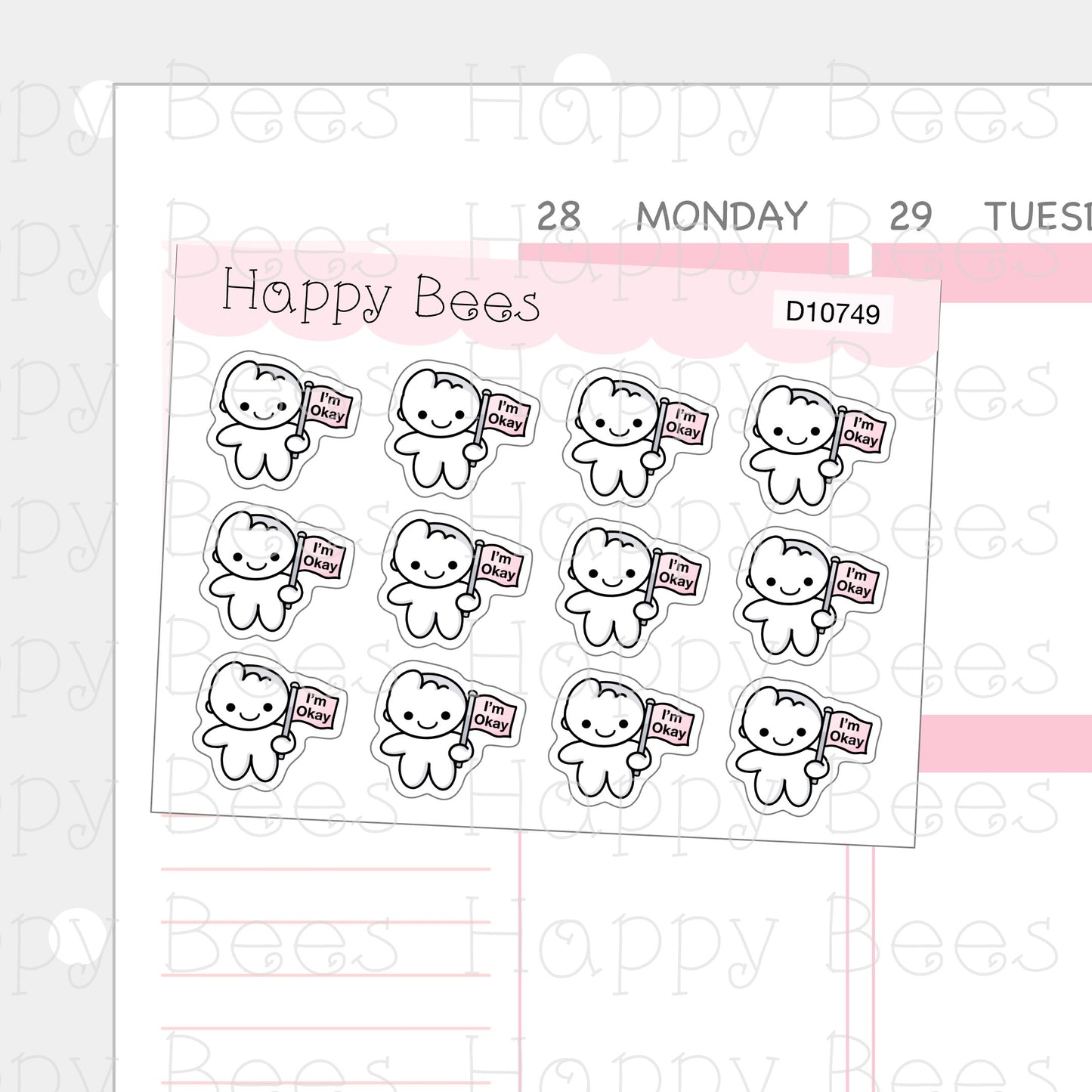 I'm Okay Doodles - Cute Positive Emotion Mood Planner Stickers D10749