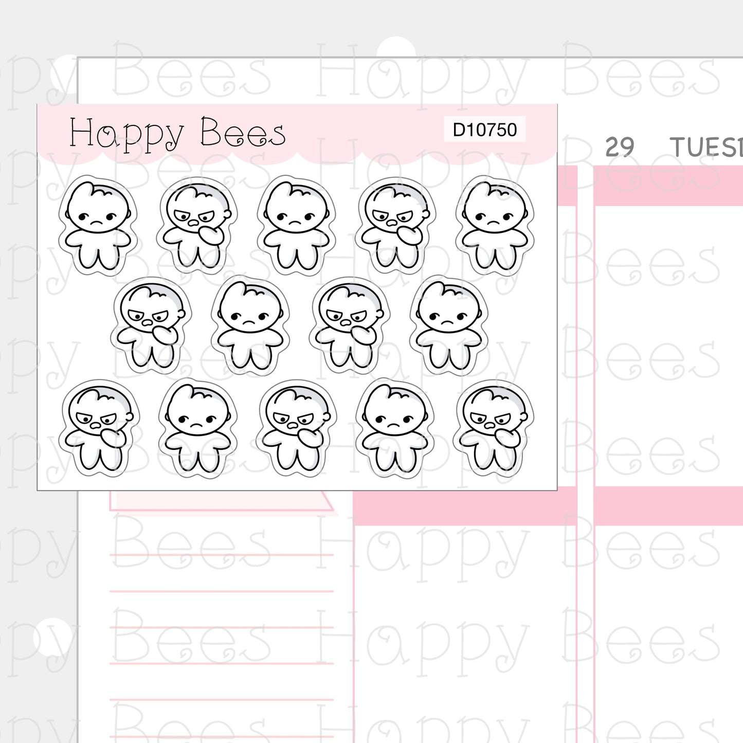 Ugh Doodles - Cute Disgust Horror Mood Planner Stickers D10750