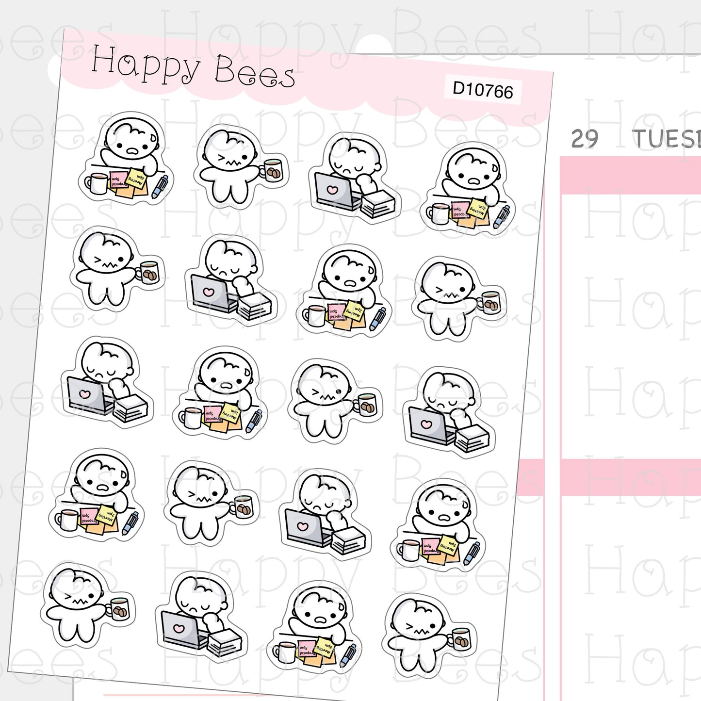 Monday Blues Doodles - Cute Self Care Hate Mondays Planner Stickers D10766