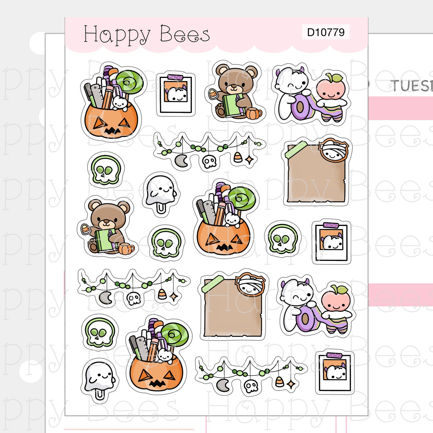 Witchy Planning Deco Sheet - Cute Doodles Journal Planner Stickers D10779