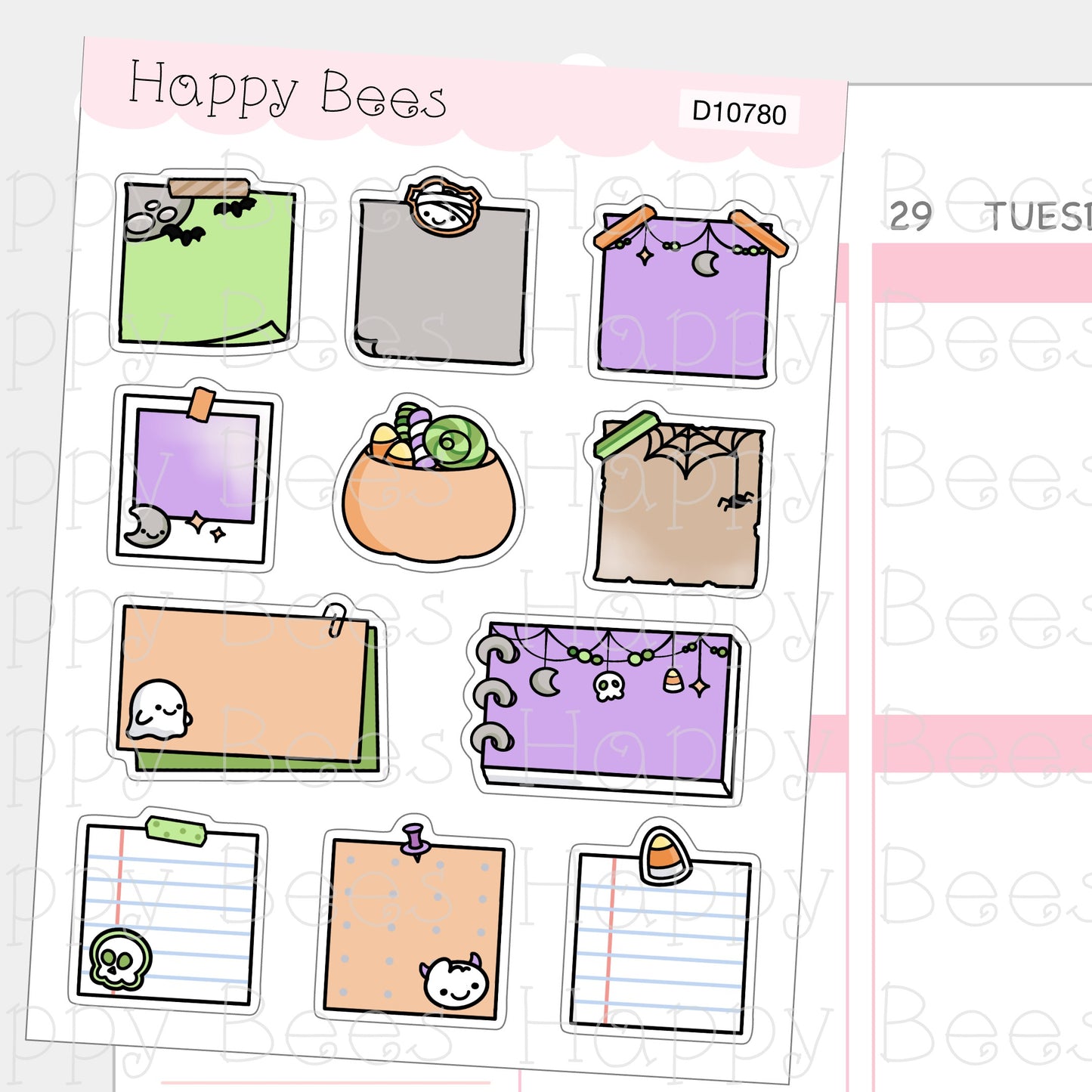 Witchy Planning Sticky Notes & Memos - Cute Fall Notes Planner Stickers D10780