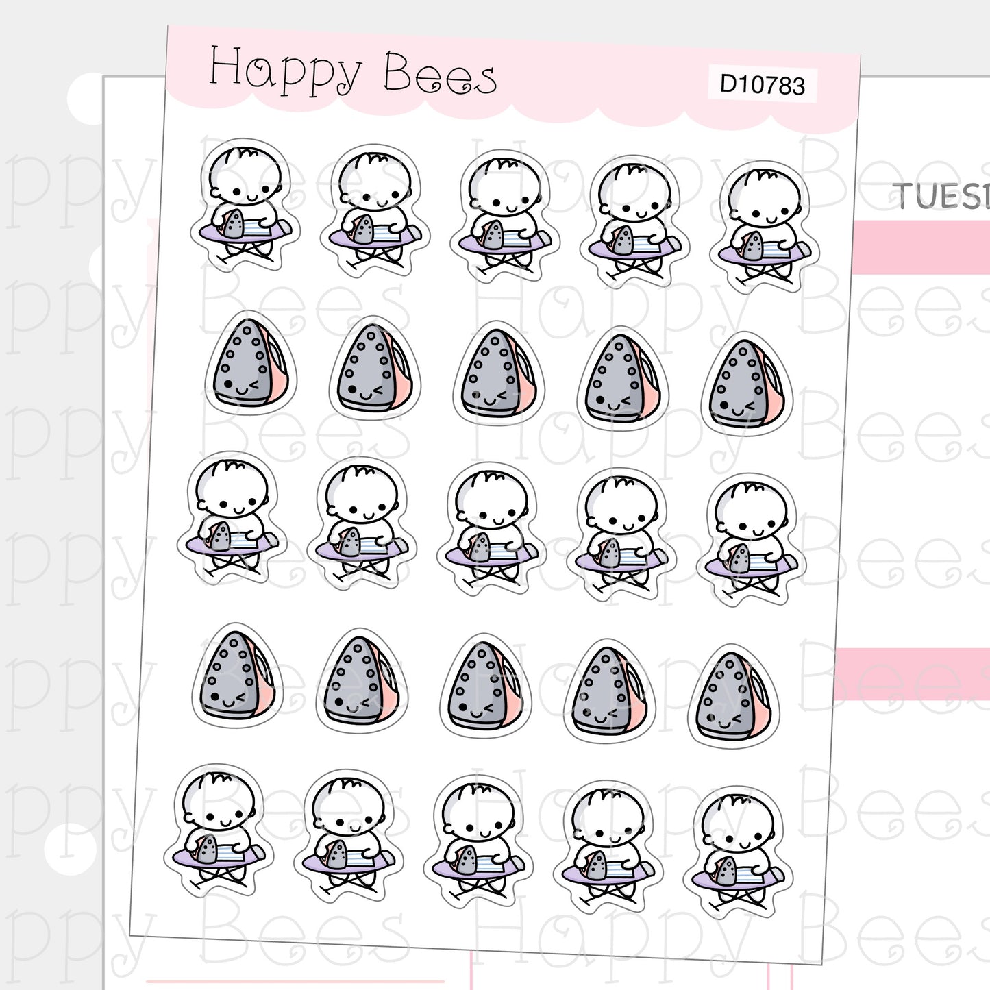 Ironing Doodles - Cute Chores Housework Planner Stickers D10783