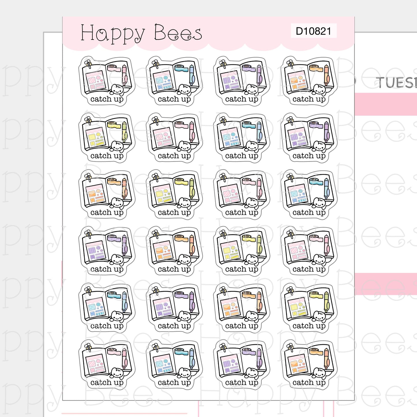 Planner Catch Up Doodles - Cute Planning Journal Planner Stickers D10821