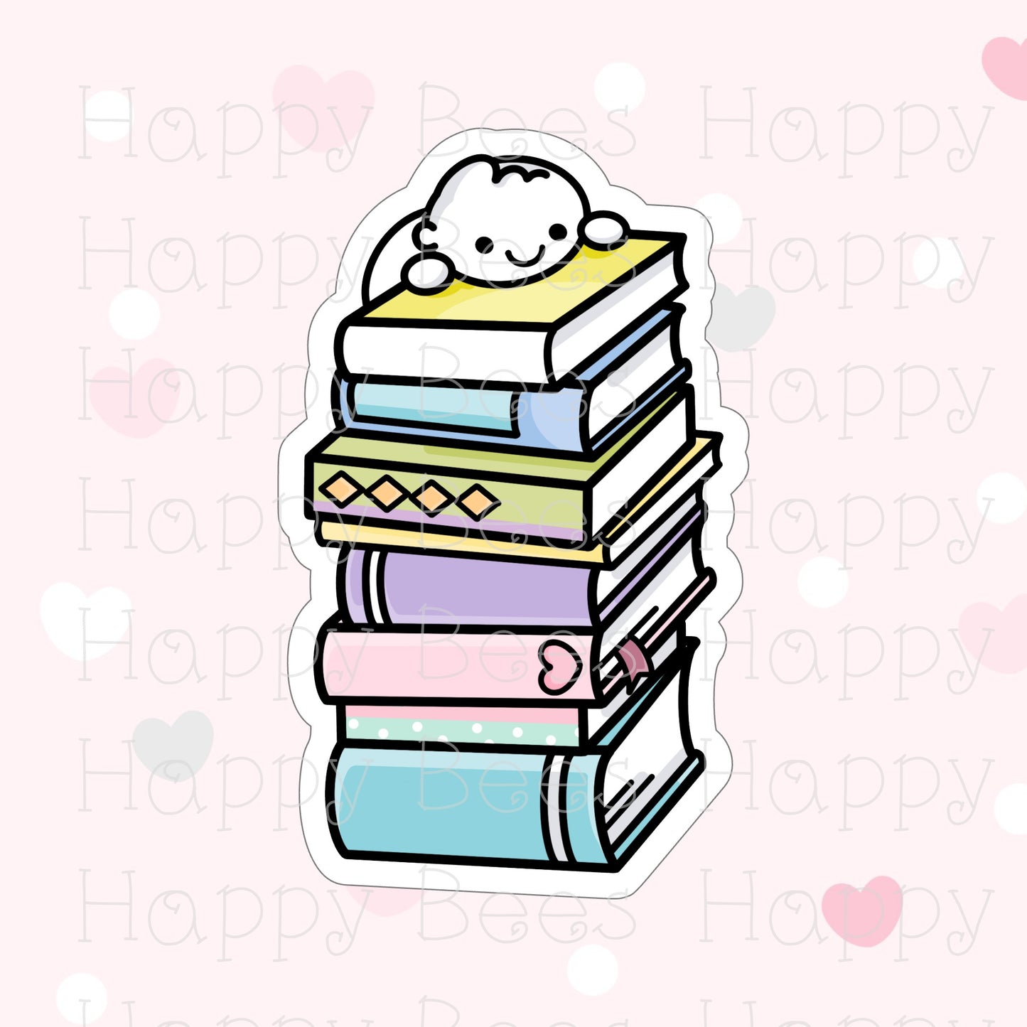 Book Stack Die Cut - Cute Reading Doodles Bullet Journal Planner Stickers DC10037