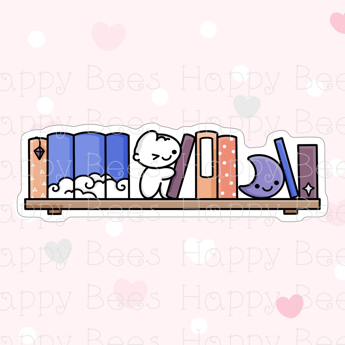 Celestial Bookshelf Holographic Die Cut Doodles - Cute Bullet Journal Planner Stickers DC10056