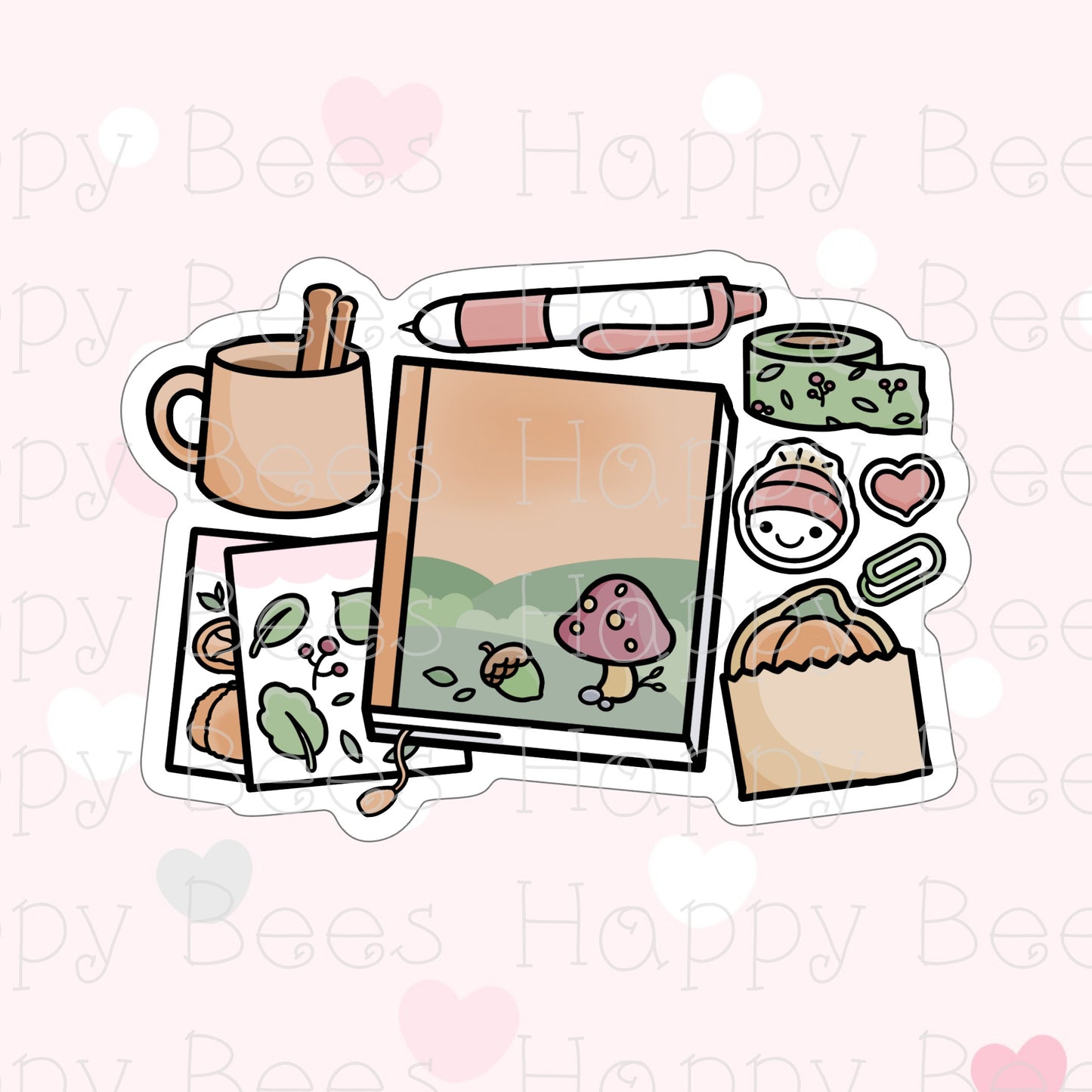 Autumn Reading / Planning Die Cut Doodles - Cute Bullet Journal Planner Stickers DC10064