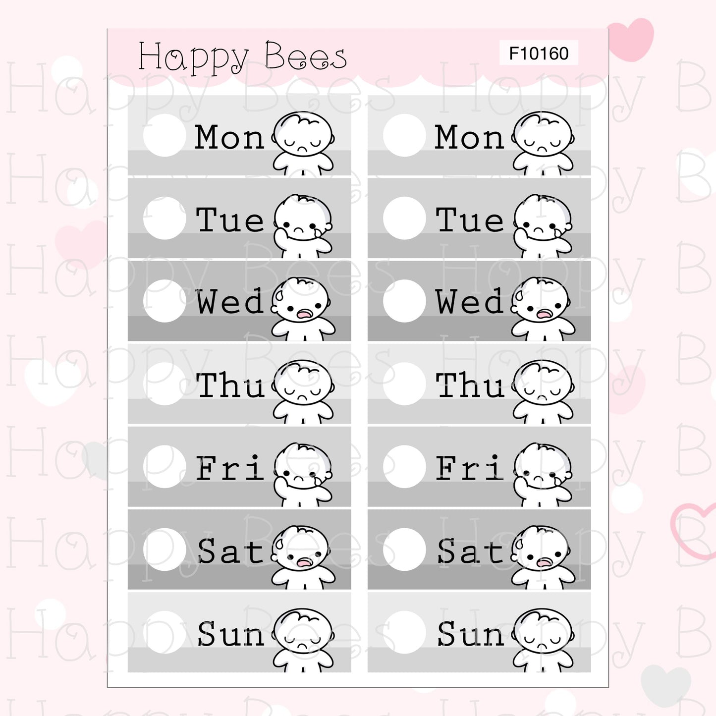 Gloomy Week Date Covers - Cute Doodles Journal Planner Stickers F10156, F10158 & F10160