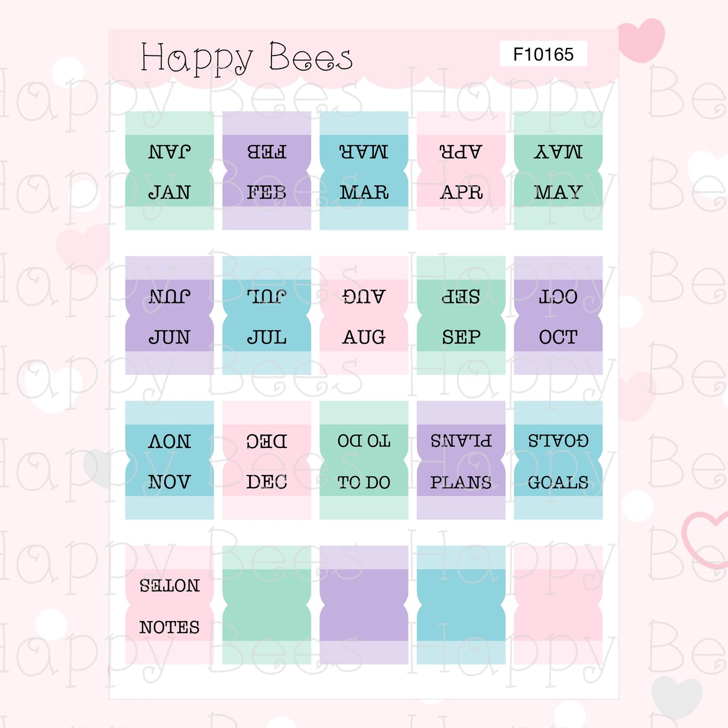 Mini Monthly Tabs Vol. 3 - Cute Functional Doodles Planner Stickers F10165