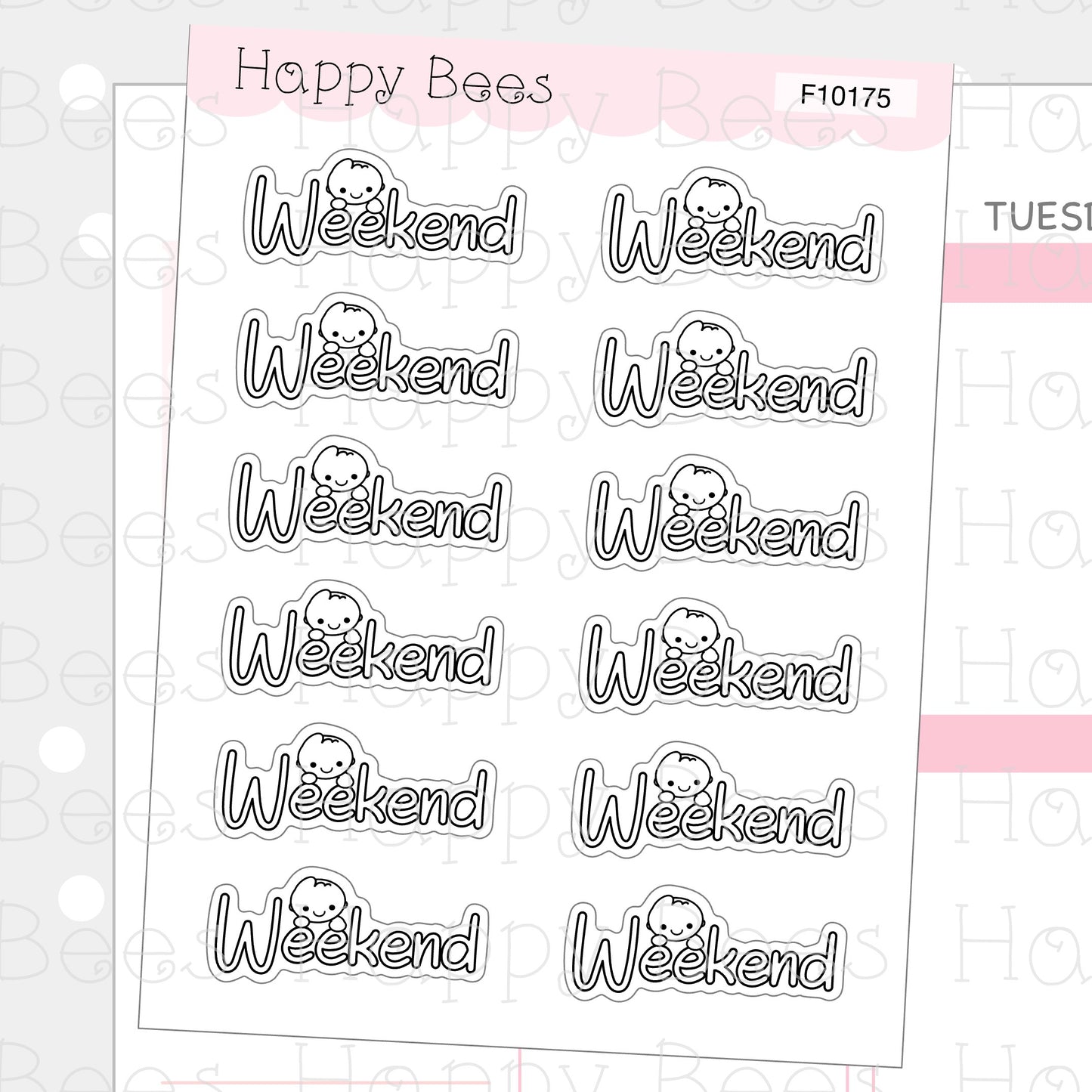 Weekend Banners - Cute Hobonichi Cousin Minimal Planner Stickers F10175