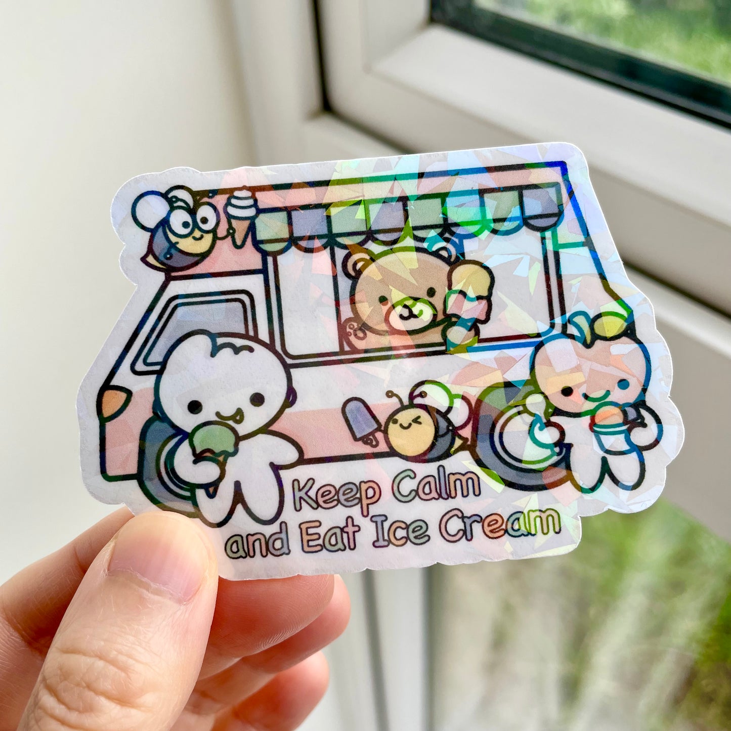Ice Cream Van Holographic Die Cut - Cute Doodles Bullet Journal Planner Stickers DC10044