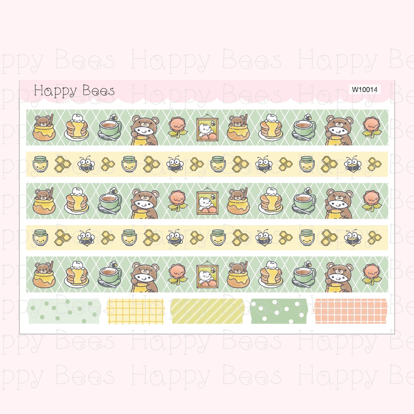 Honey Washi Strips - Cute Doodles Planner Stickers W10014