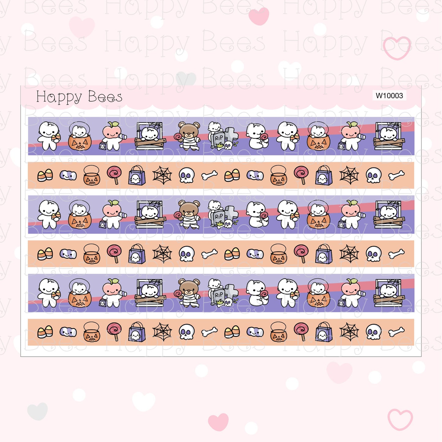 Trick or Treat Washi Strips - Cute Doodles Halloween Planner Stickers W10003