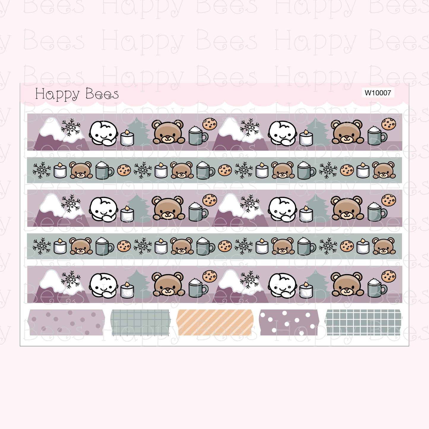 Seasonal Washi Strips - Cute Doodles Planner Stickers W10004-7