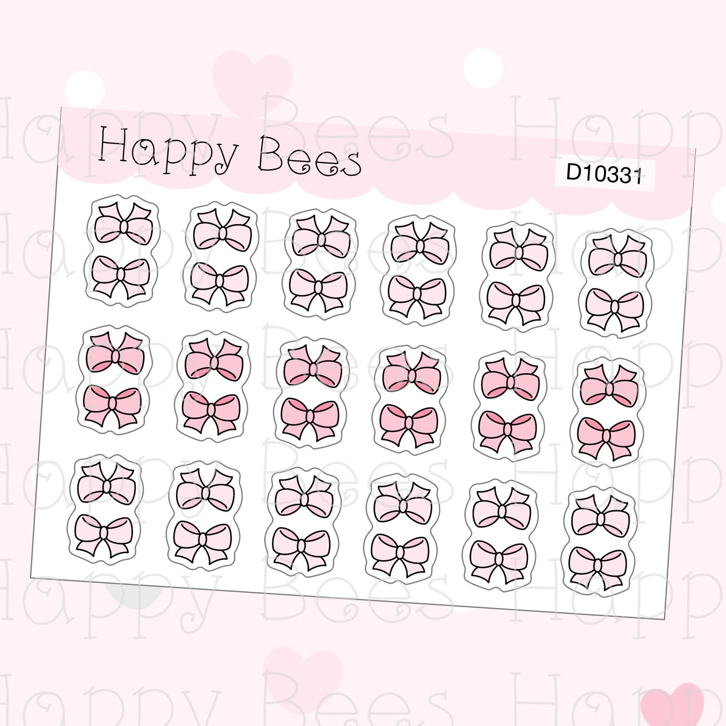 Mini Bow Tabs - Functional Cute Doodles Planner Stickers D10331