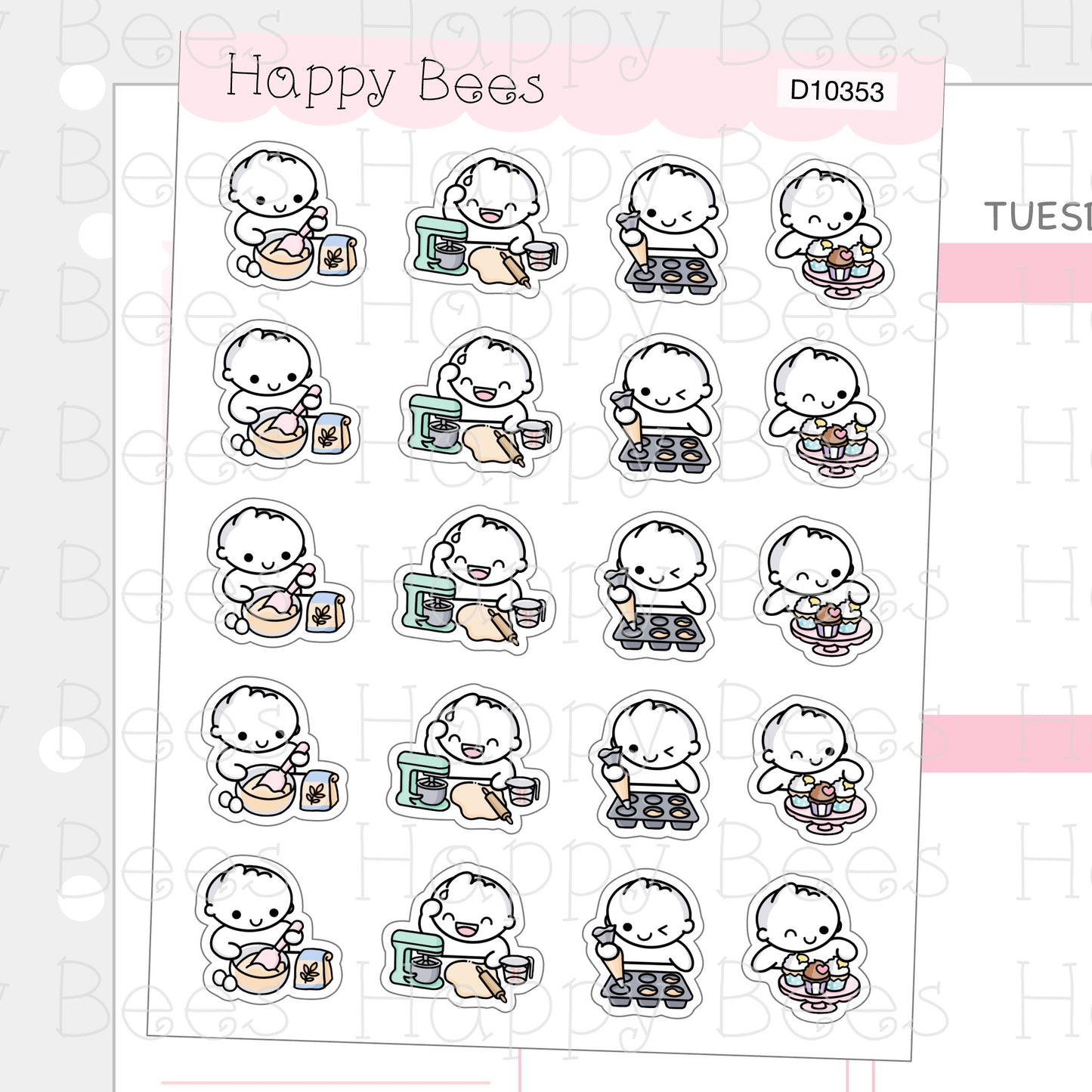 Baking Doodles - Cute Bakery Food Chores Housework Planner Stickers D10353