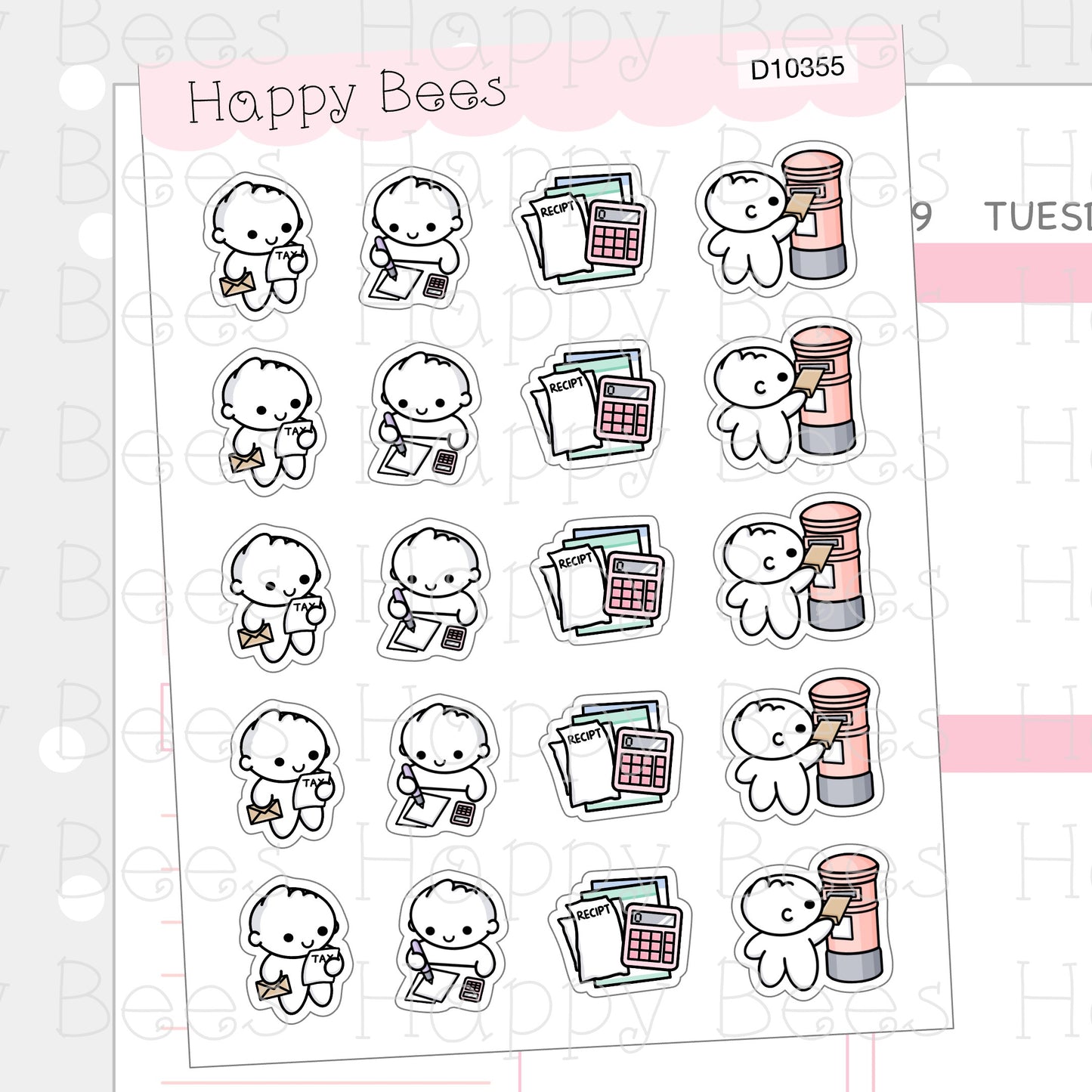 Tax Return Doodles - Cute File Tax Finance Money Planner Stickers D10355