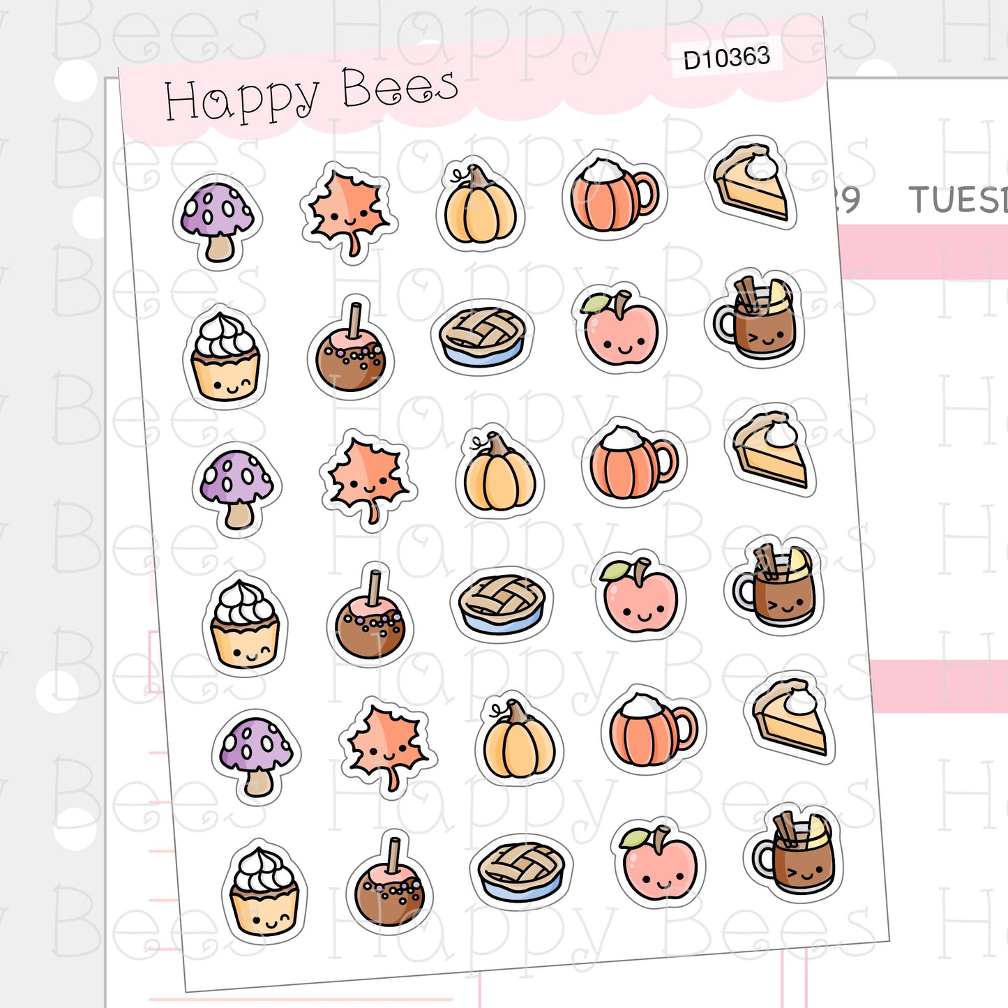 Autumn Mini Doodles - Cute Fall Planner Stickers D10364
