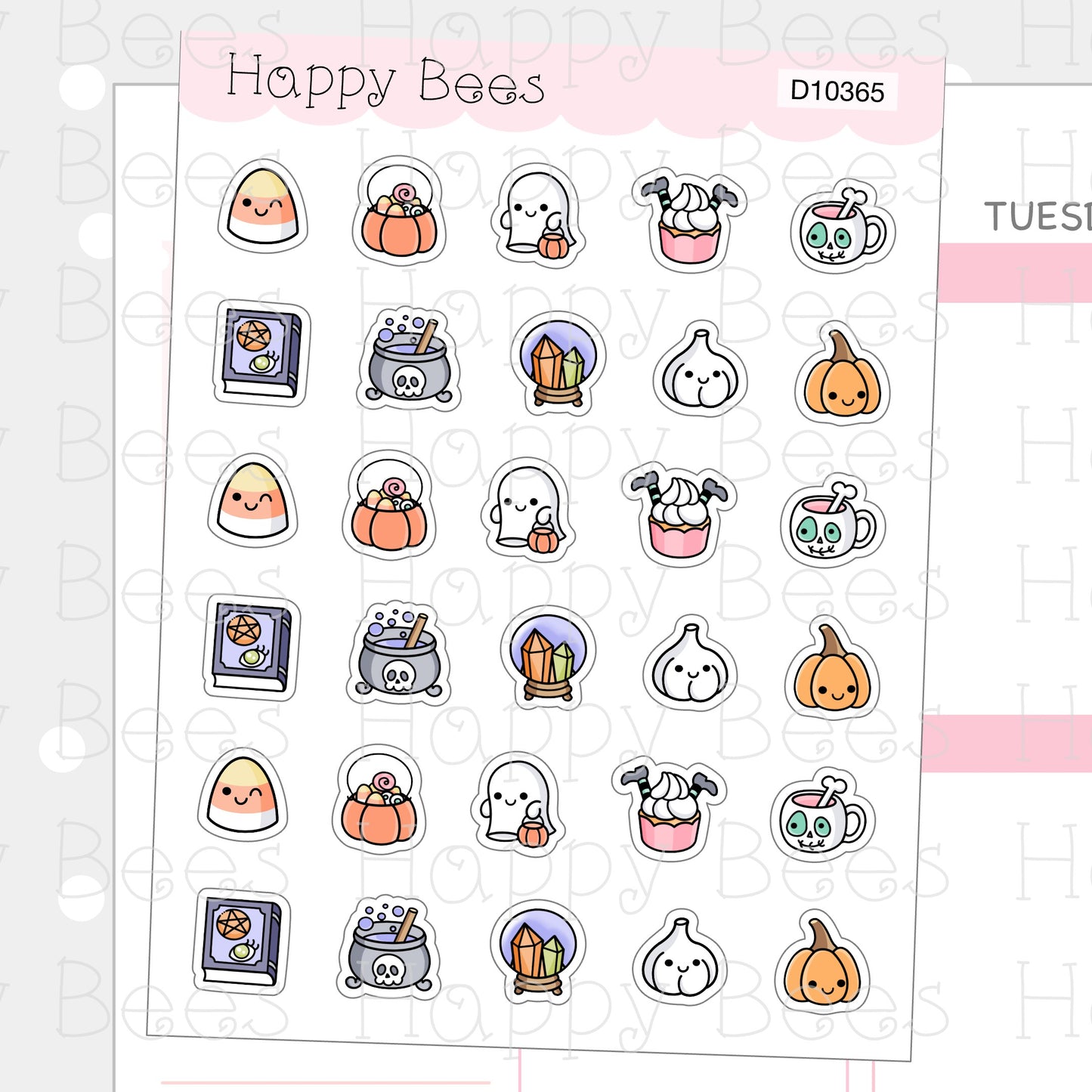 Halloween Mini Doodles - Cute Fall Autumn Planner Stickers D10365