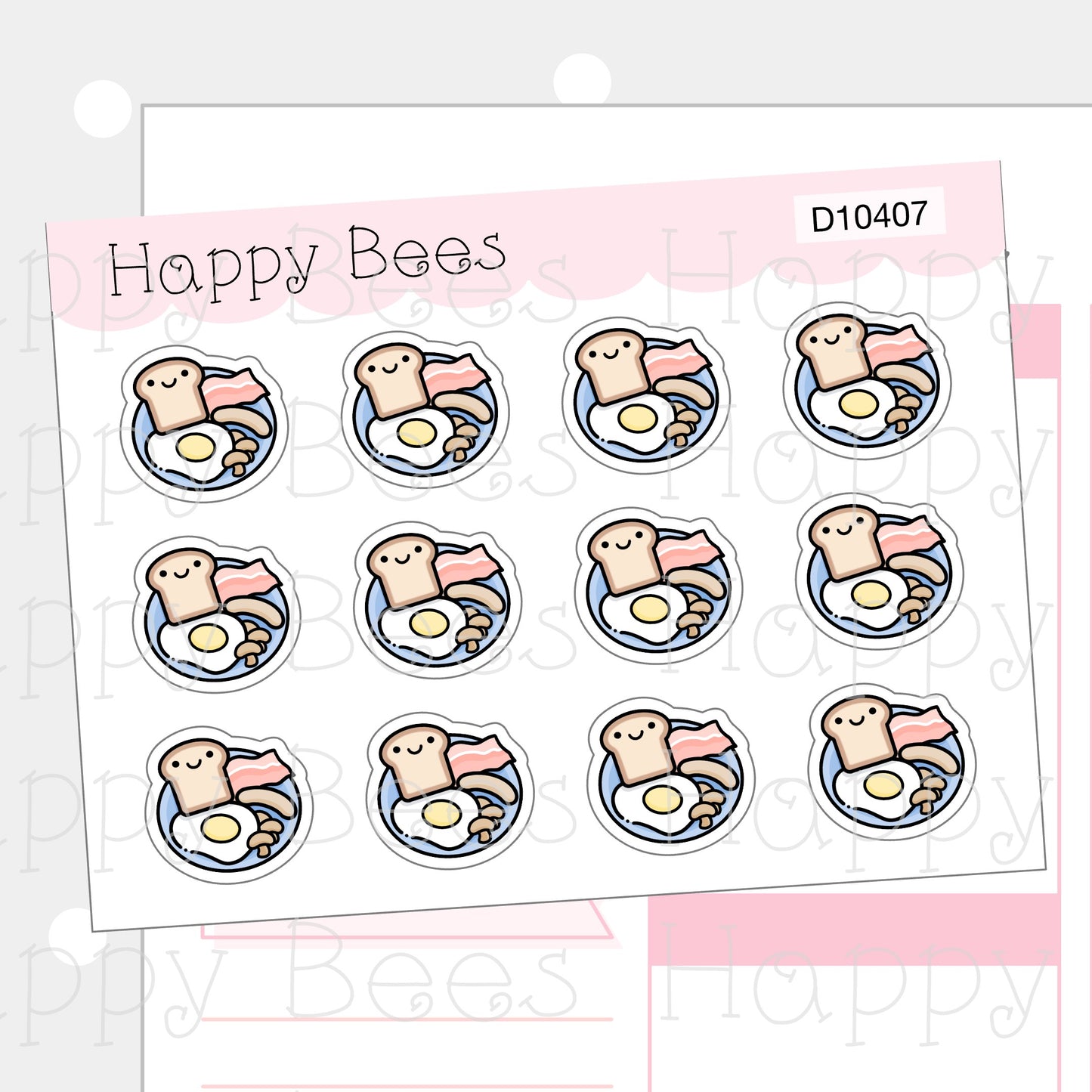 English Breakfast Doodles - Cute Food Planner Stickers D10407