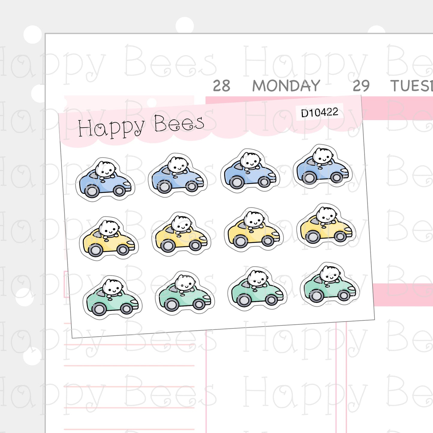 Car Doodles - Cute Finance Payment Planner Stickers D10422