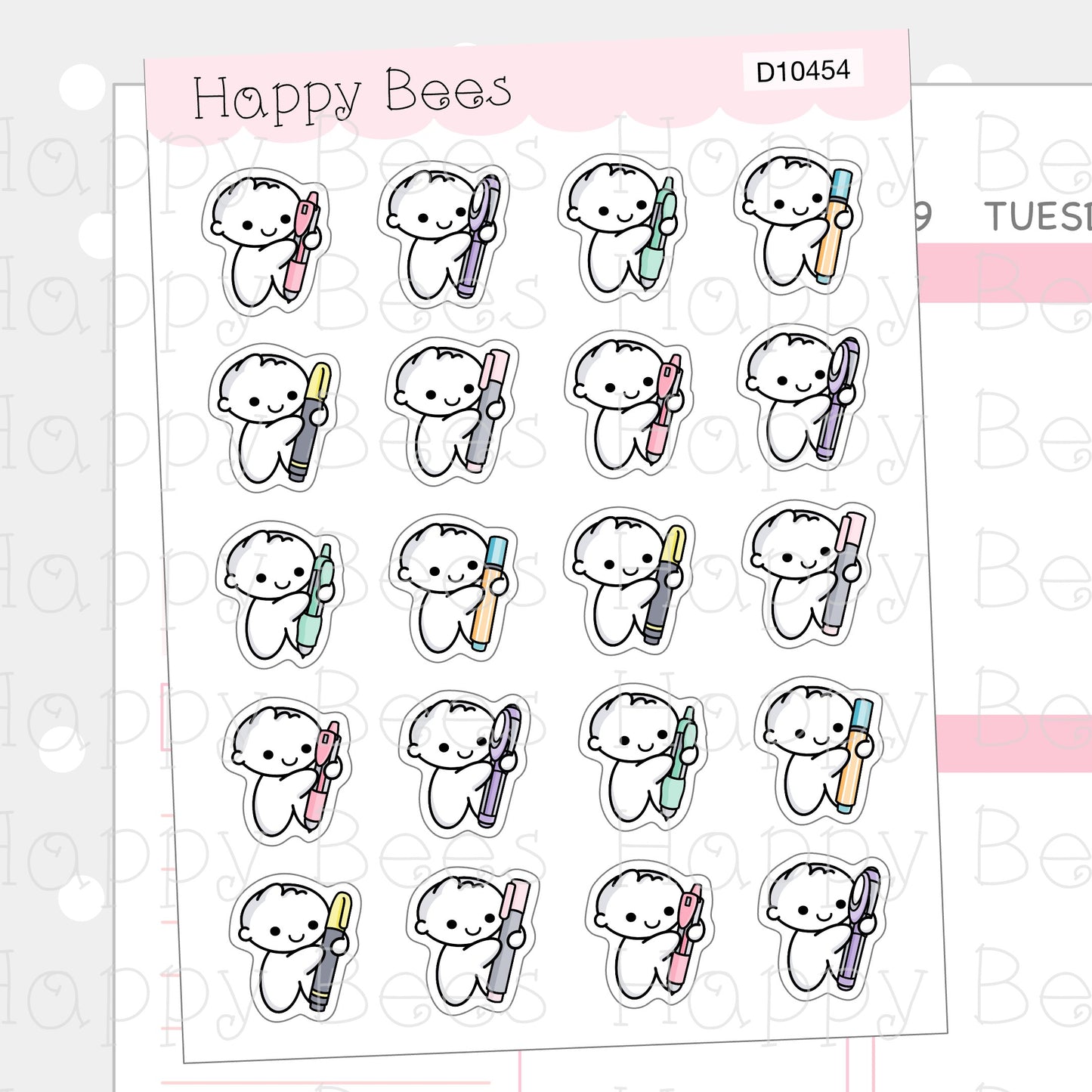 Gel Pens Doodles - Cute Planning Planner Stickers D10454