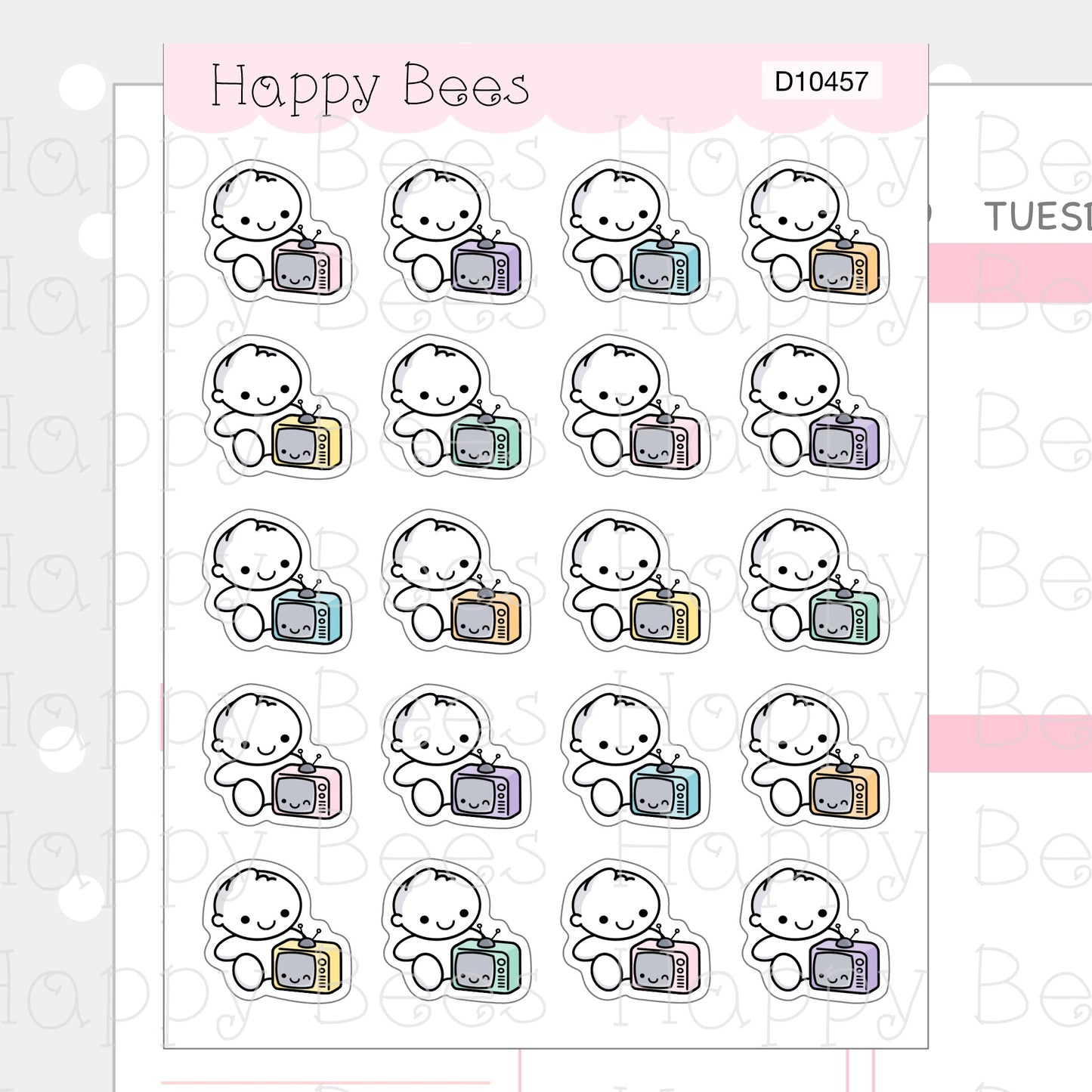 TV Doodles Vol. 2 - Cute Television Binge Watch Planner Stickers D10457