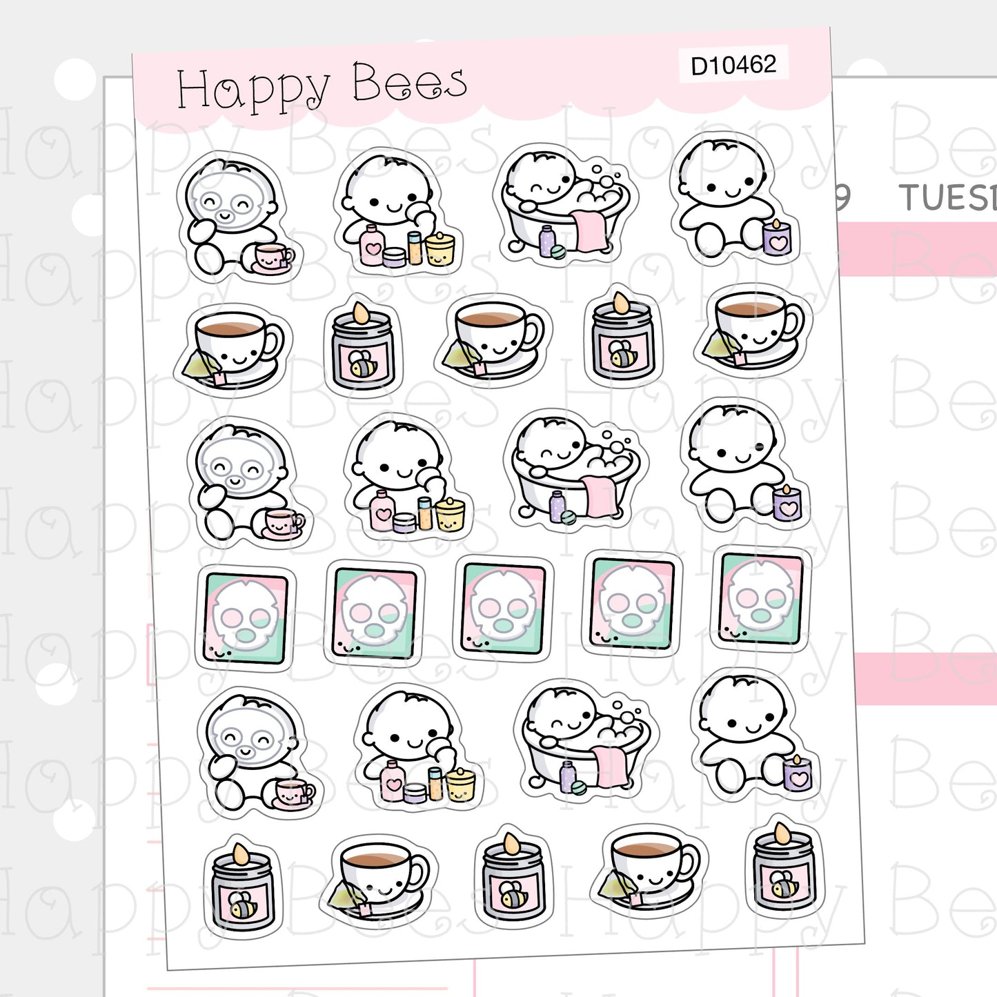 Relax Time Doodles - Cute Mental Health Planner Stickers D10462