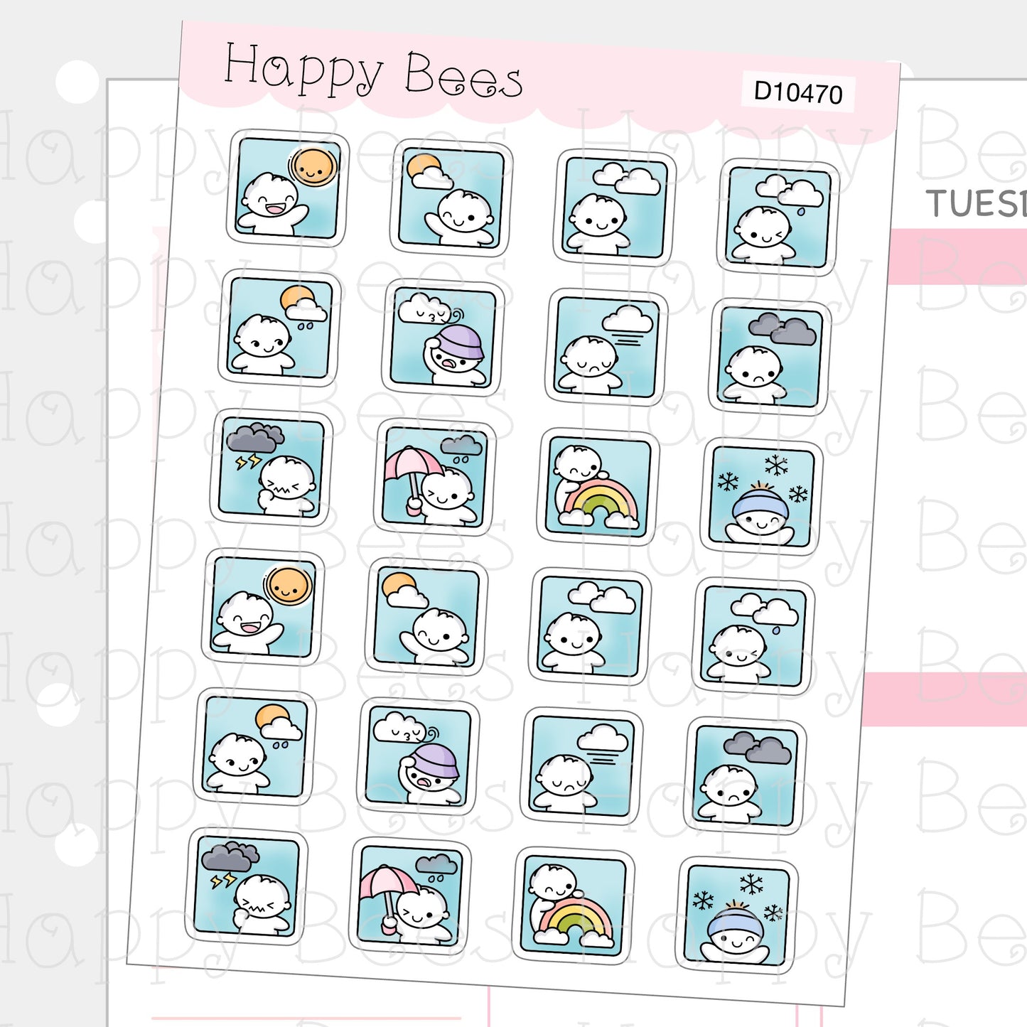 Weather Icons - Cute Doodles Functional Planner Stickers D10470