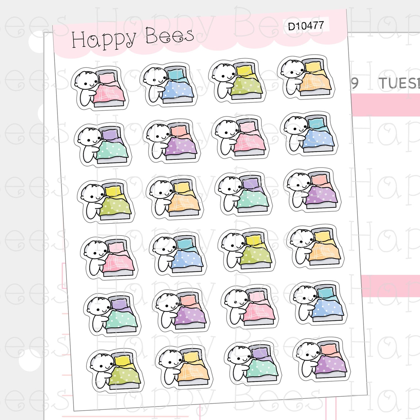 Change Bed Sheet Doodles - Cute Chores Cleaning Planner Stickers D10477