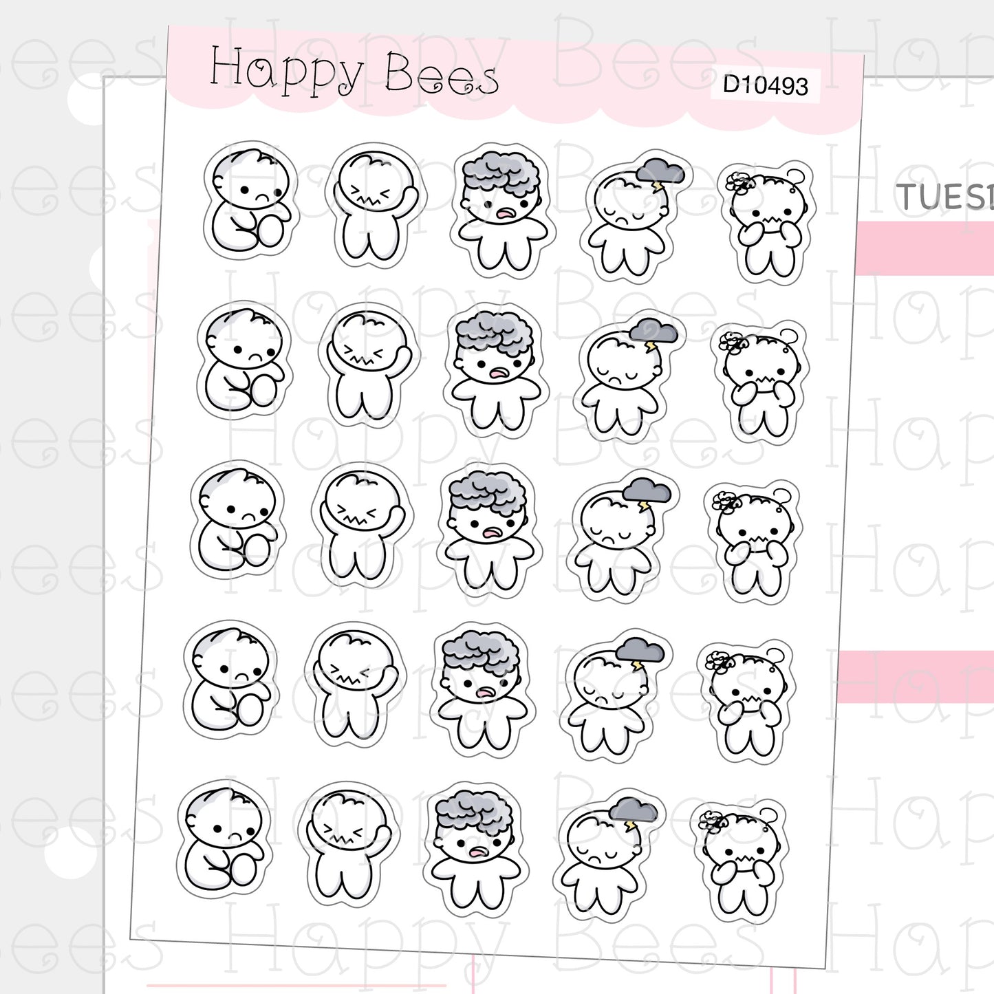 Anxiety Doodles - Cute Stress Feeling Anxious Planner Stickers D10493