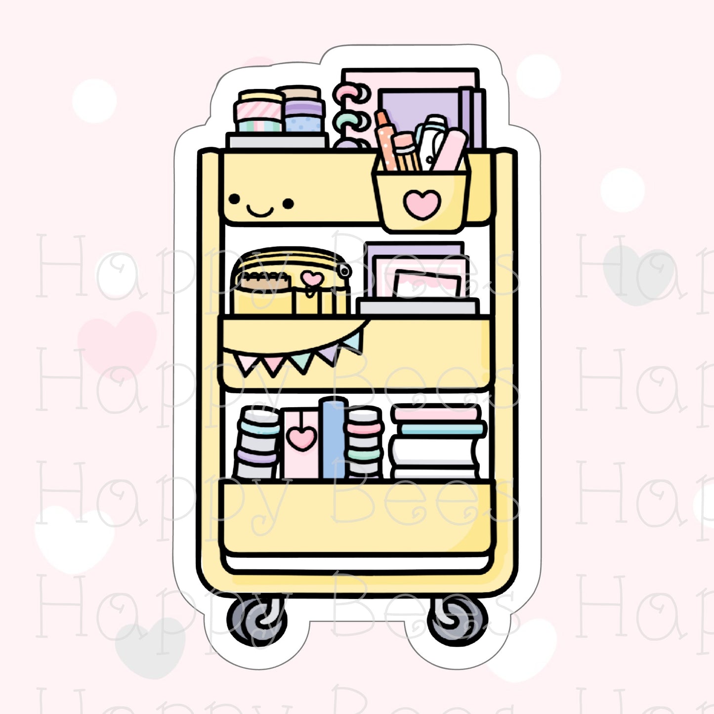 Planner Cart Die Cut Doodles - Cute Bullet Journal Planner Stickers DC10009