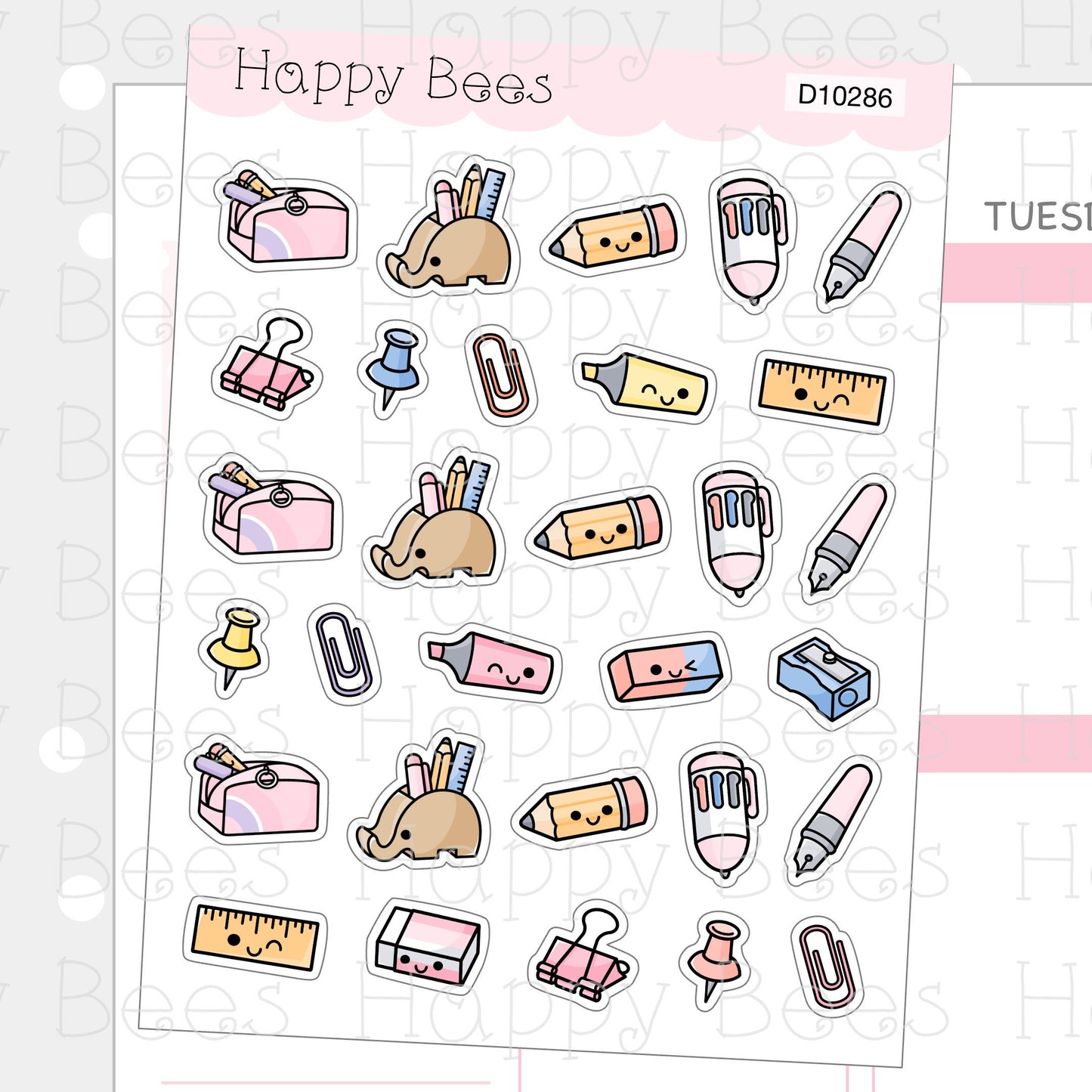Stationery Doodles - Cute Kids Planner Stickers D10286