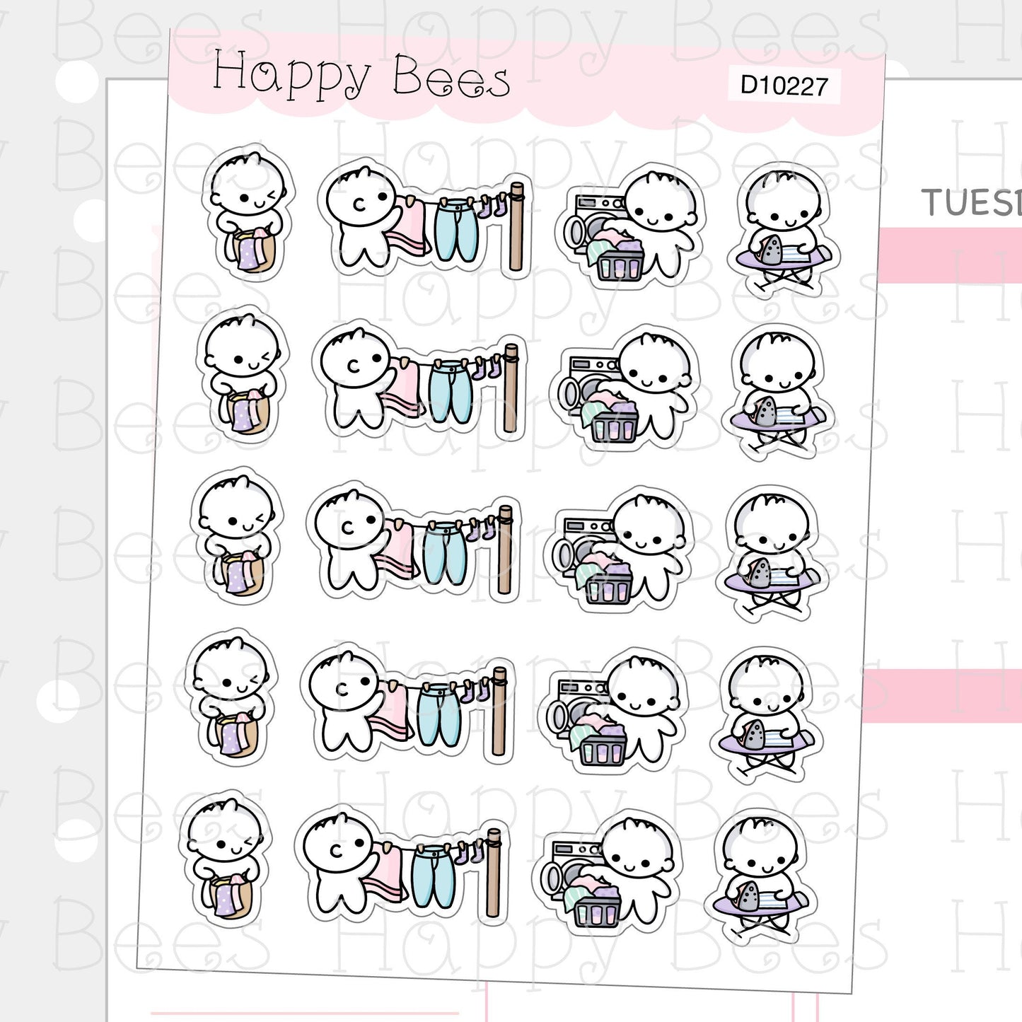 Laundry Doodles Vol. 1 - Cute Chores Housework Planner Stickers D10227