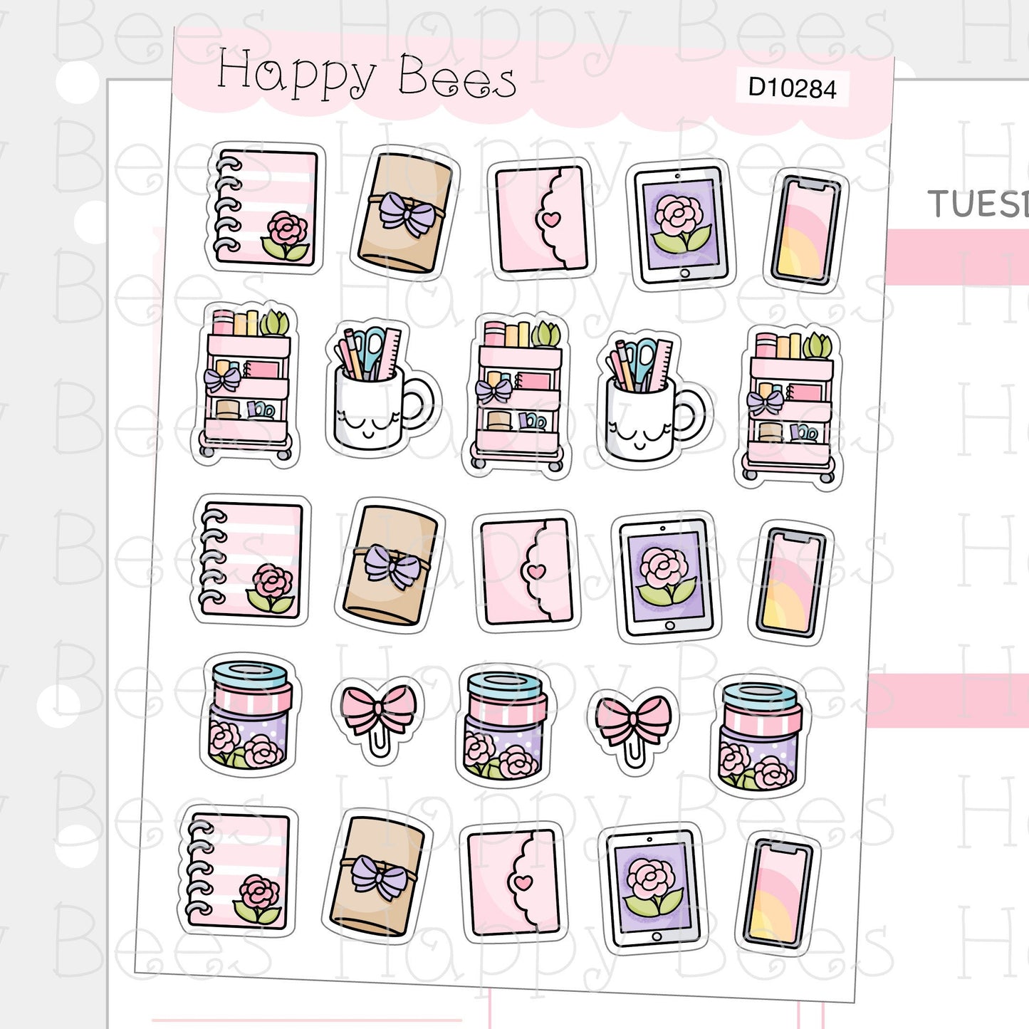 Planning Doodles - Cute Planner Cart tablet Phone Planner Stickers D10284