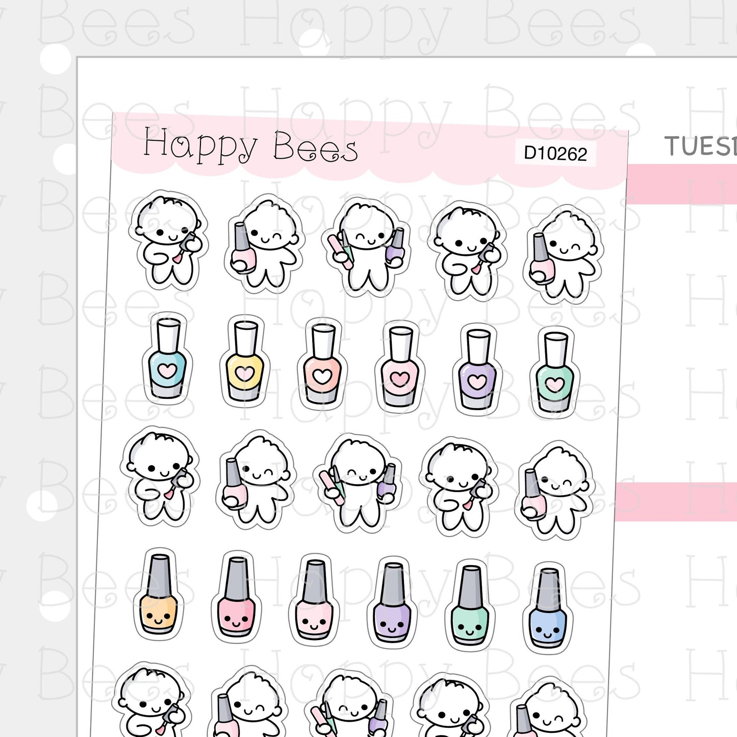 Nail Polish Doodles - Cute Beauty Planner Stickers D10262