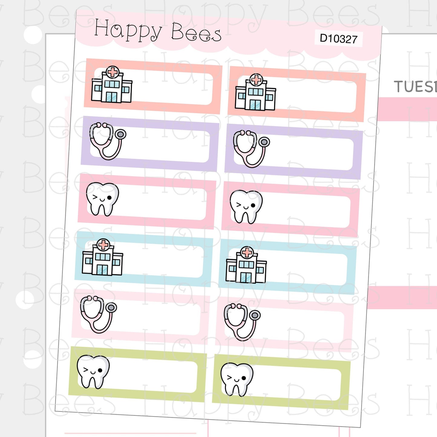 Medical Appointment Boxes - Cute Doodles Doctor Dentist Planner Stickers D10327